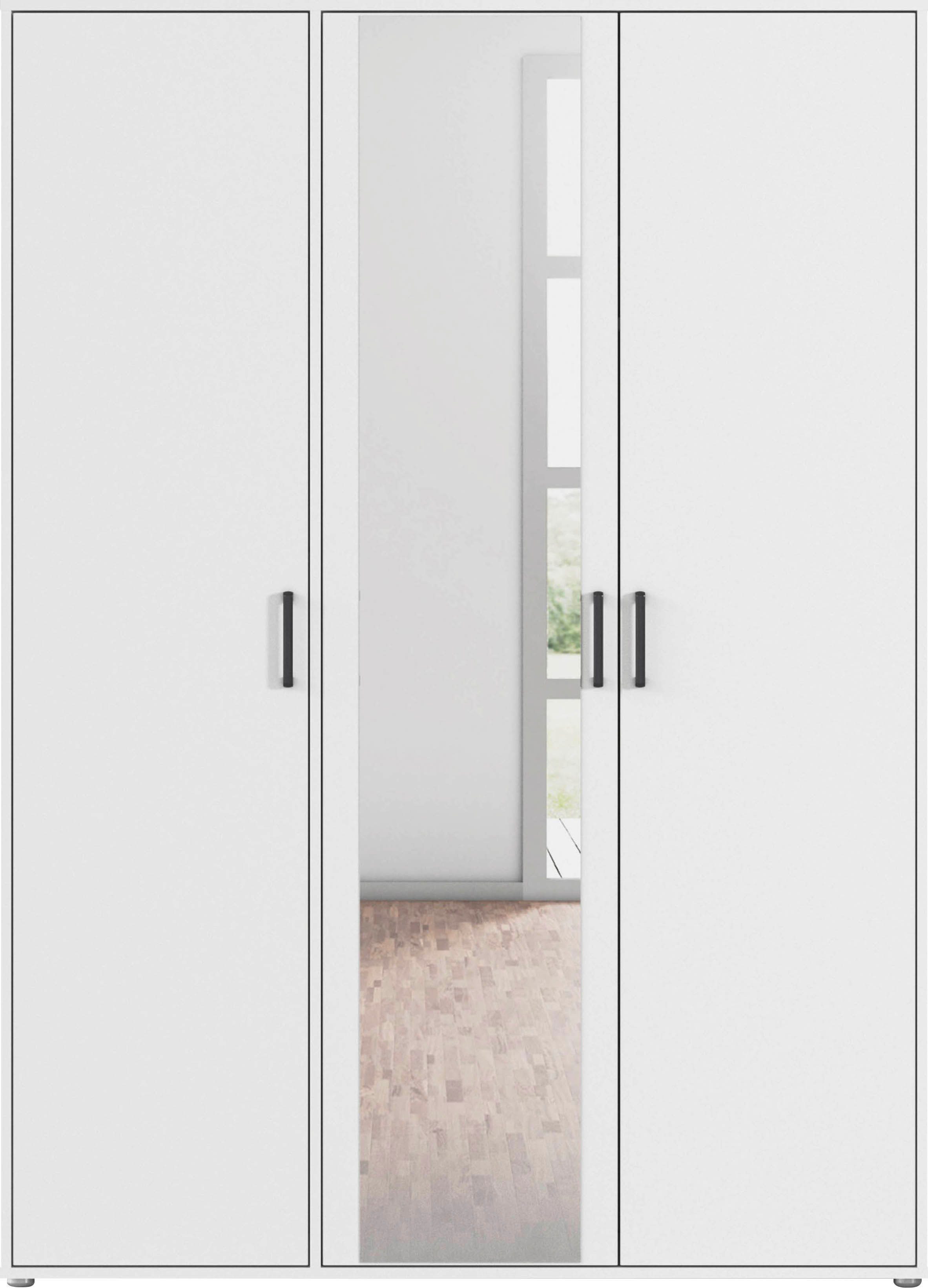 rauch Draaideurkast Voyager met moderne grepen in grijs-metallic en spiegel