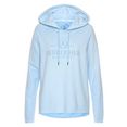 herrlicher sweater anniston short met herrlicher logo-statement-print blauw