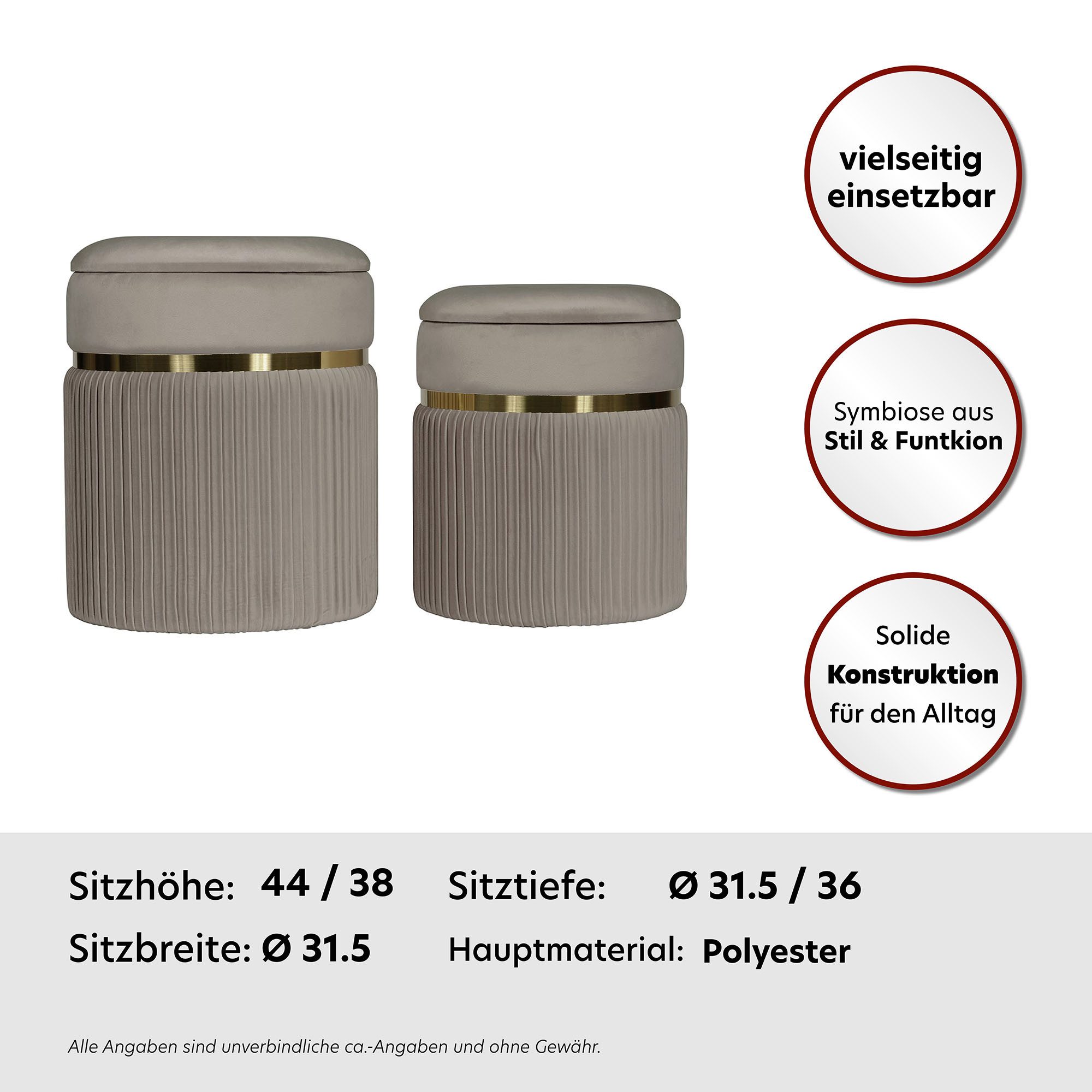 Kayoom Zithoek Kruk Zora 325 2-delige set, fluweelzachte stof bekleding, ronde elegante vorm (set, 2-delig)