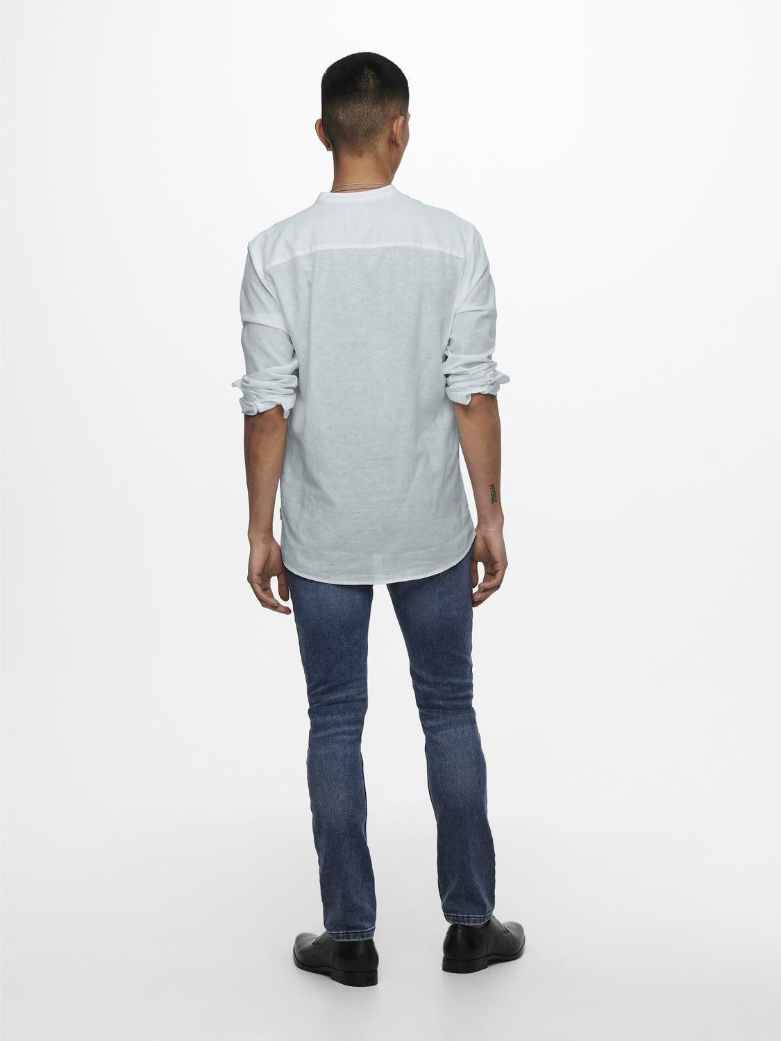 ONLY & SONS Overhemd met lange mouwen ONSCAIDEN LS SOLID LINEN MAO SHIRT NOOS