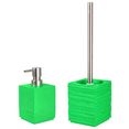 sanilo set badkameraccessoires calero green bestaand uit zeepdispenser en toiletborstel, geribbeld (combi-set, 2-delig) groen