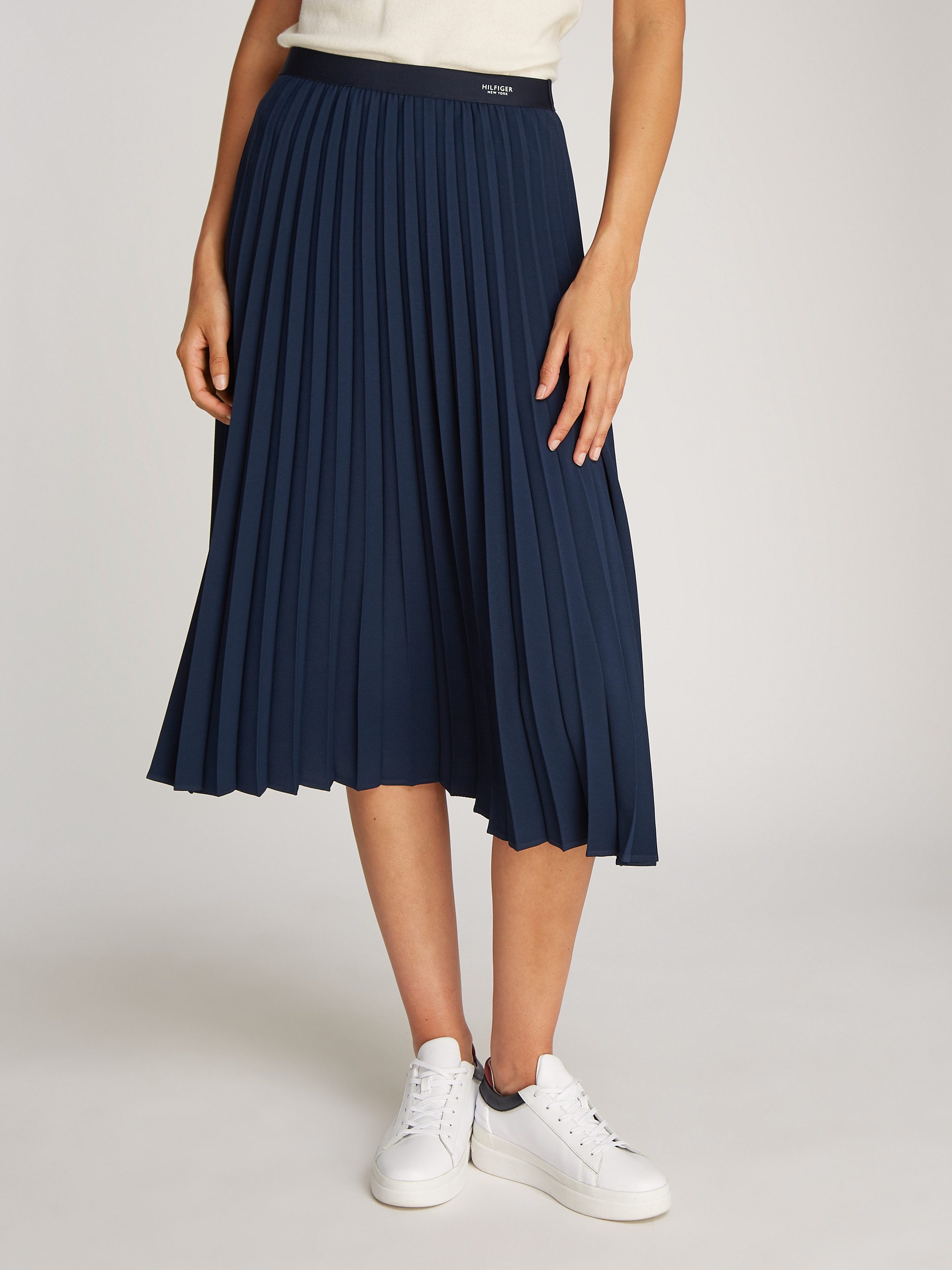 Tommy Hilfiger Plissérok FLUID PLEATED PULL ON MIDI SKIRT