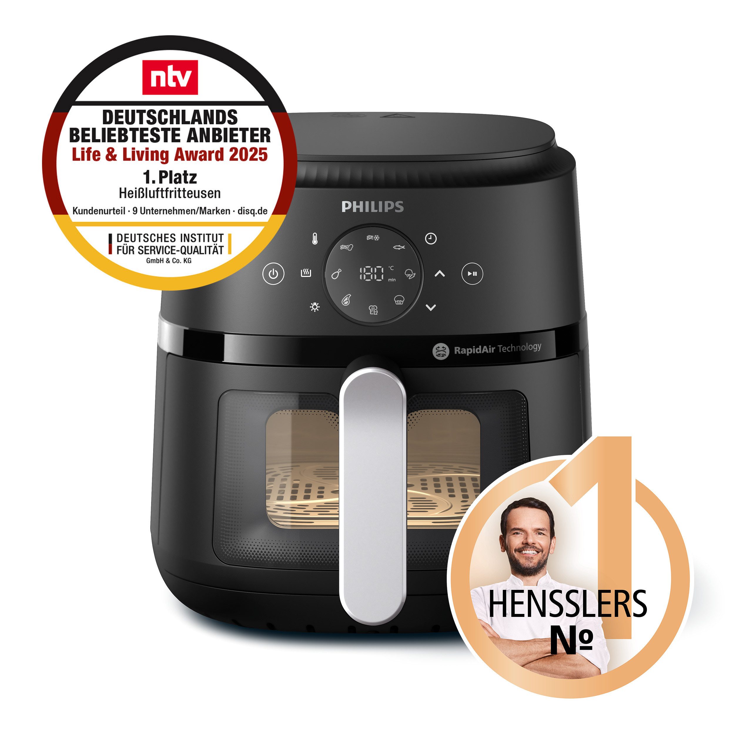 Philips Airfryer 2000 NA221/00, met 4.2L, kijkvenster