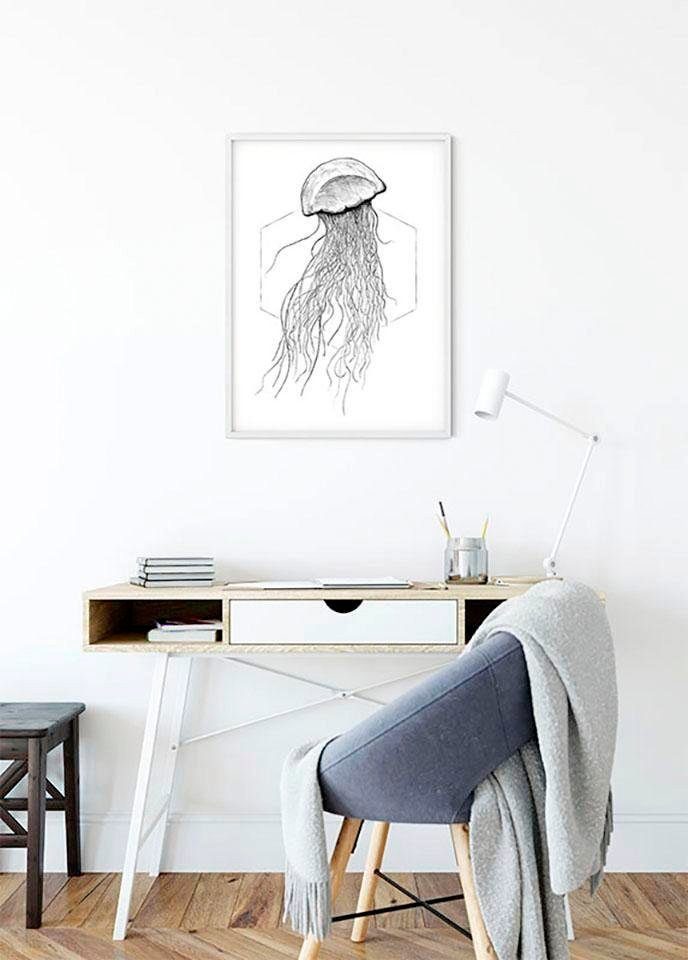 Komar Wanddecoratie Jellyfish white Wanddecoratie - zonder lijst (1 stuk)