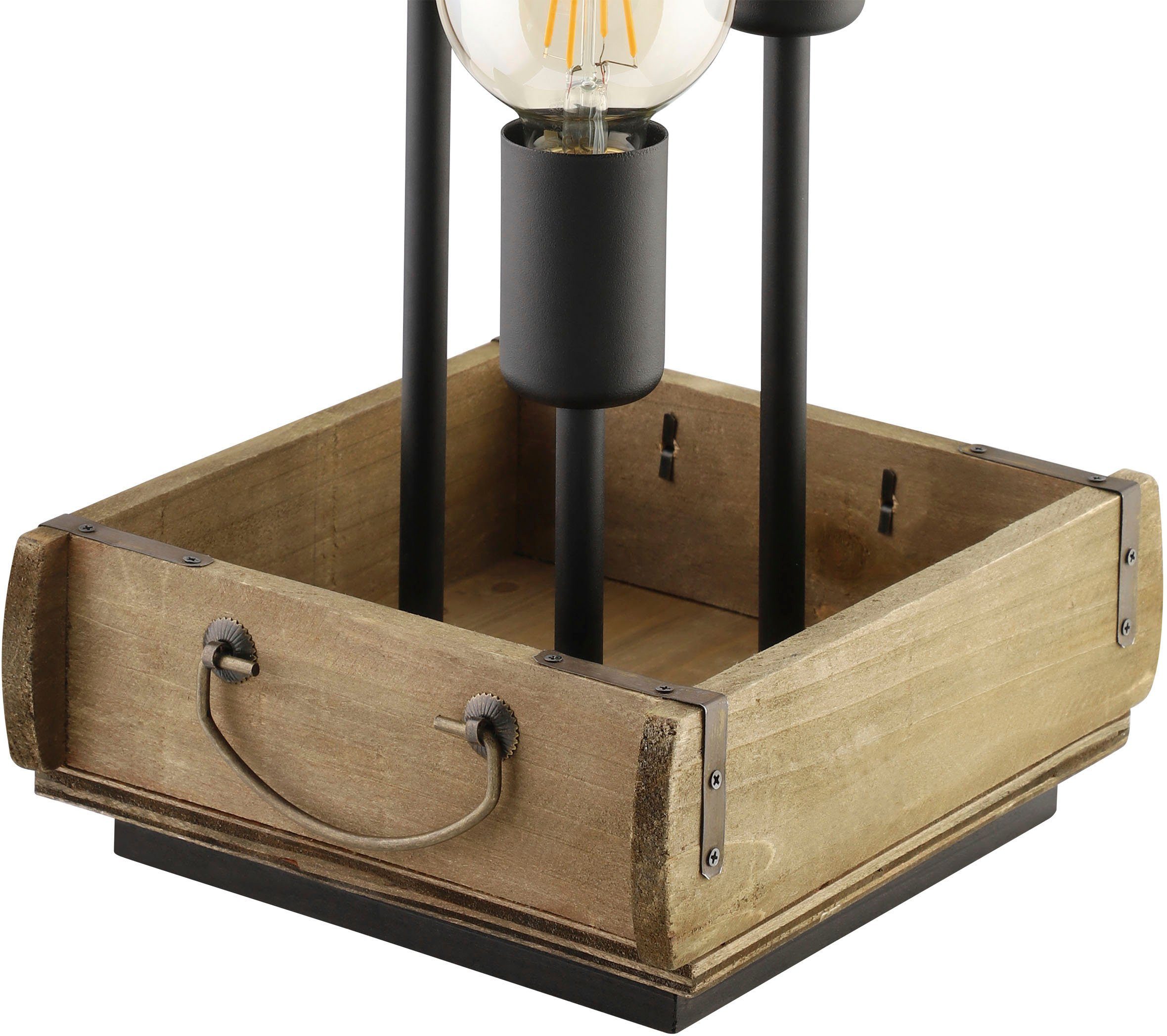 EGLO Tafellamp WOOTTON Tafellamp in bruin en zwart van hout, staal - excl. E27 - 40W (1 stuk)