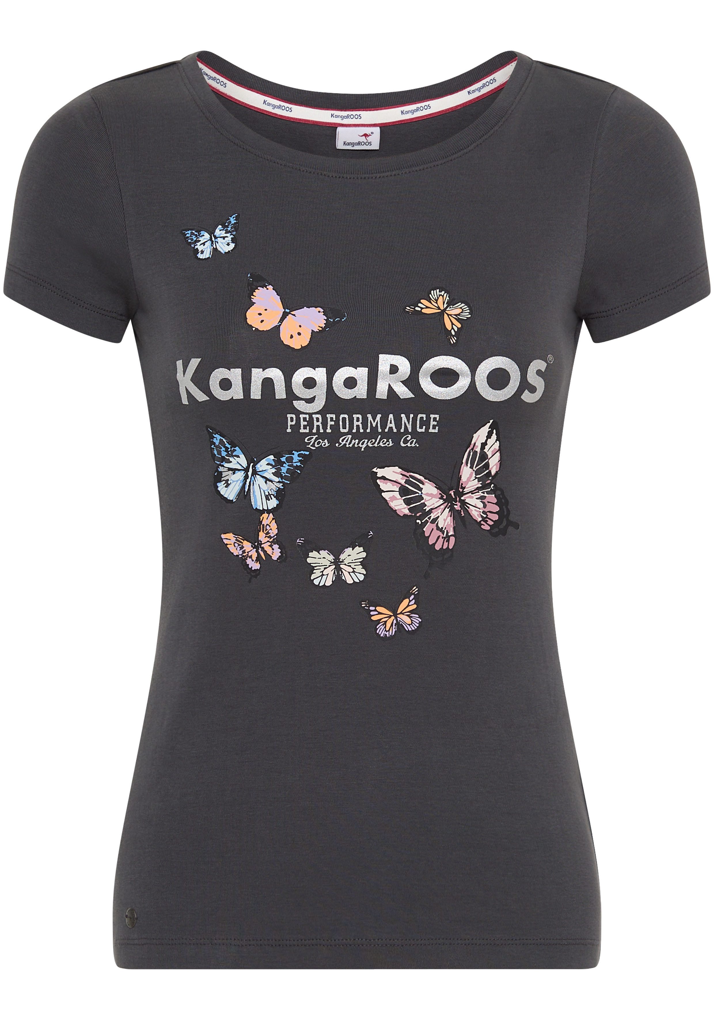 KangaROOS T-shirt Korte mouwen, lichaamsnauwkeurige pasvorm, van ribstof