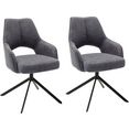 mca furniture stoel met armleuningen bangor bekleding chenille look, 180° draaibaar met nivellering, pocketveringskern, stoel belastbaar tot 120 kg (2 stuks) grijs