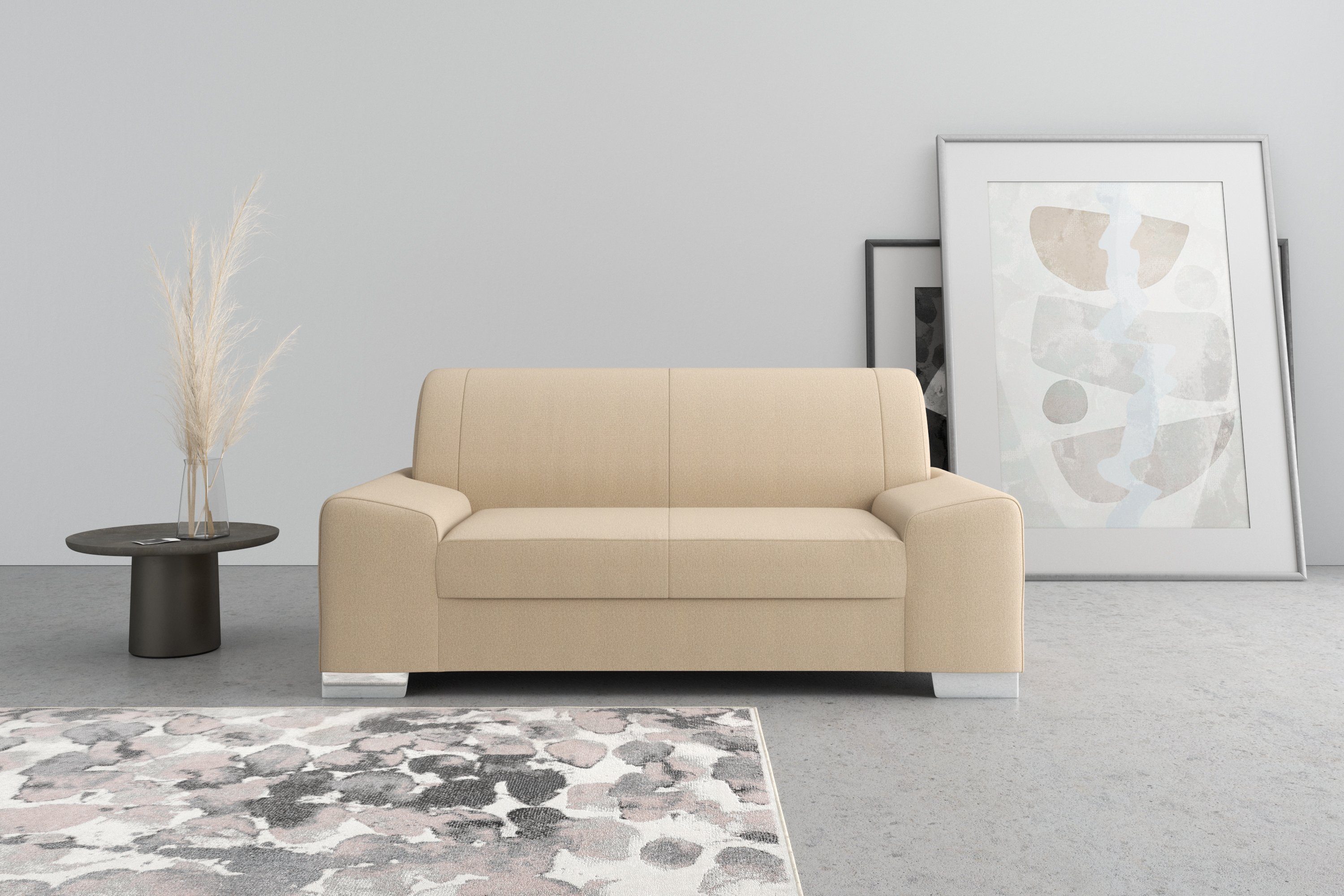 DOMO collection 2-zitsbank Anzio optioneel met veerkern bruin, 2-zitsbanken, Met binnenvering