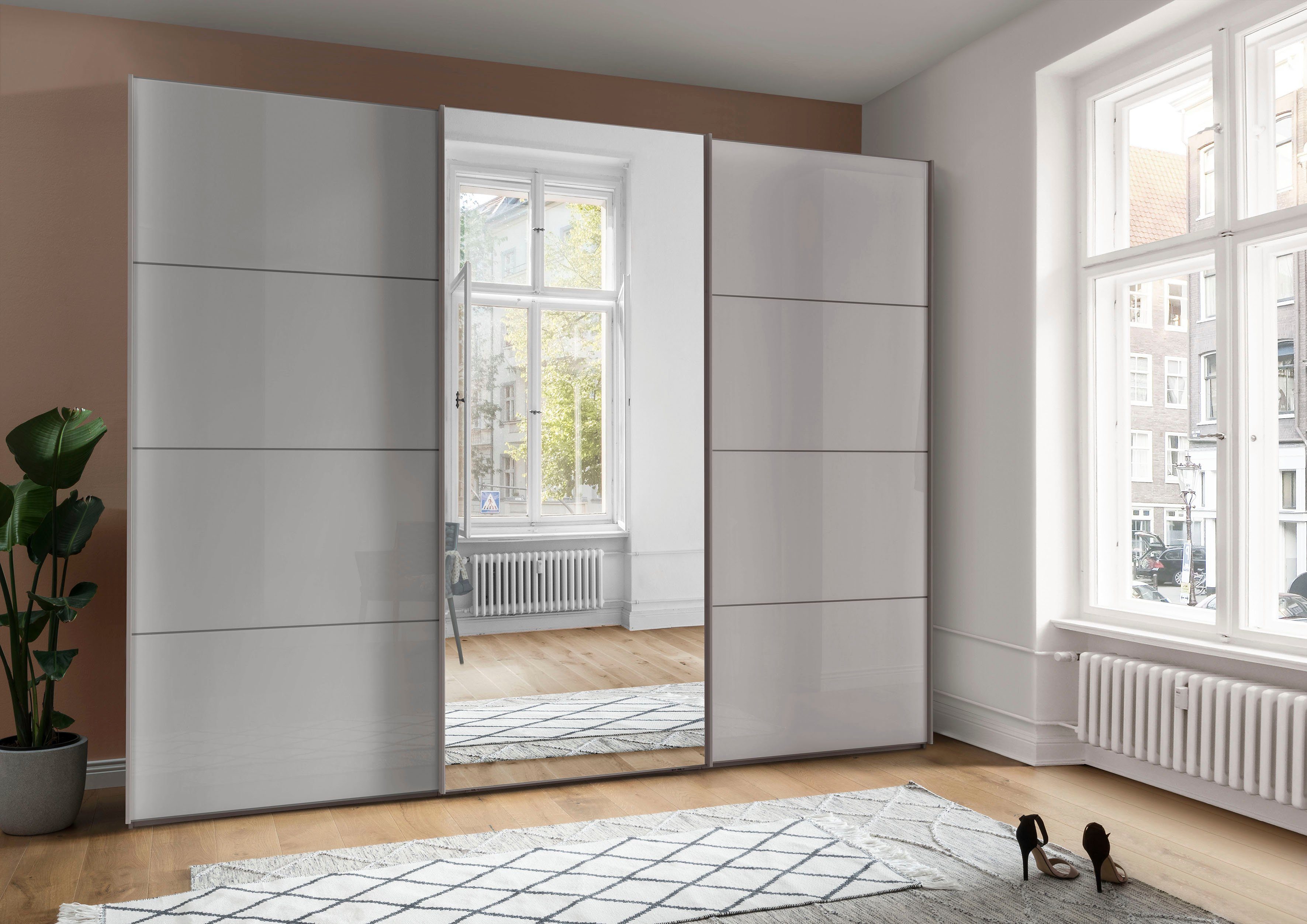 WIEMANN Zweefdeurkast Kos met spiegeldeur en schaduwvoeg