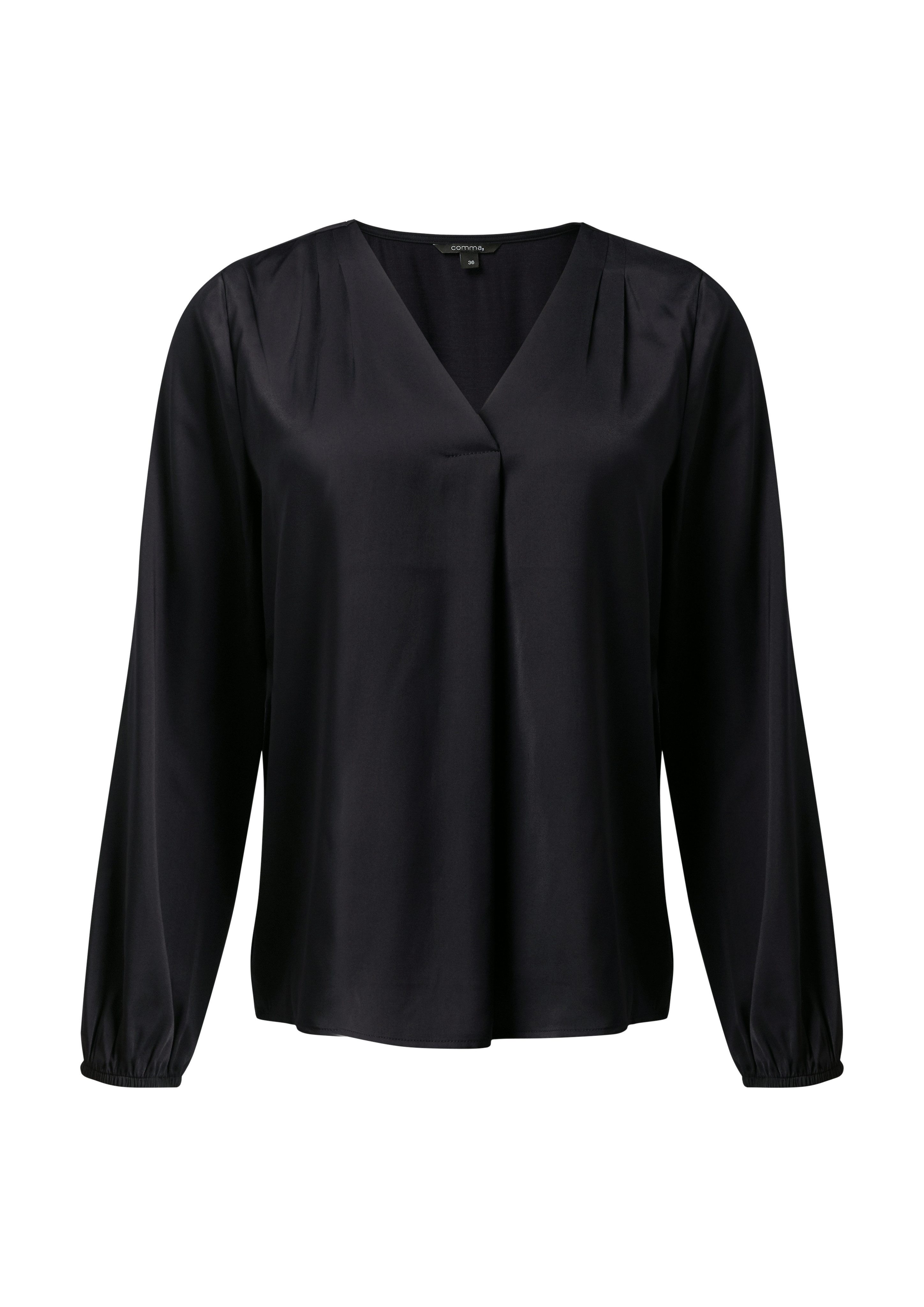 Comma Satijnen blouse langarm en met v-halslijn