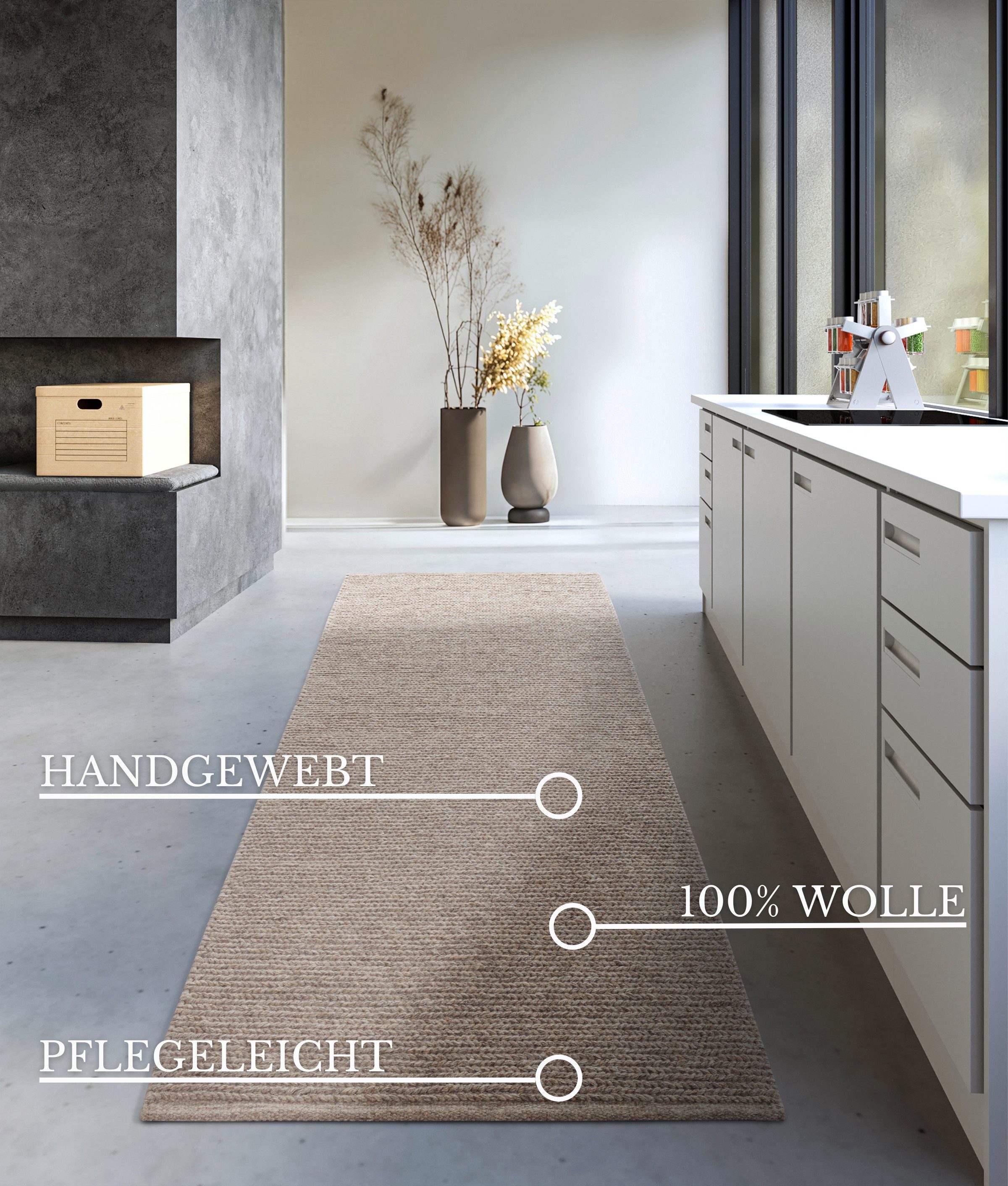 Villeroy & Boch Wollen kleed Francois in rond, ovaal, loper, handgeweven, wol, woonkamer, slaapkamer