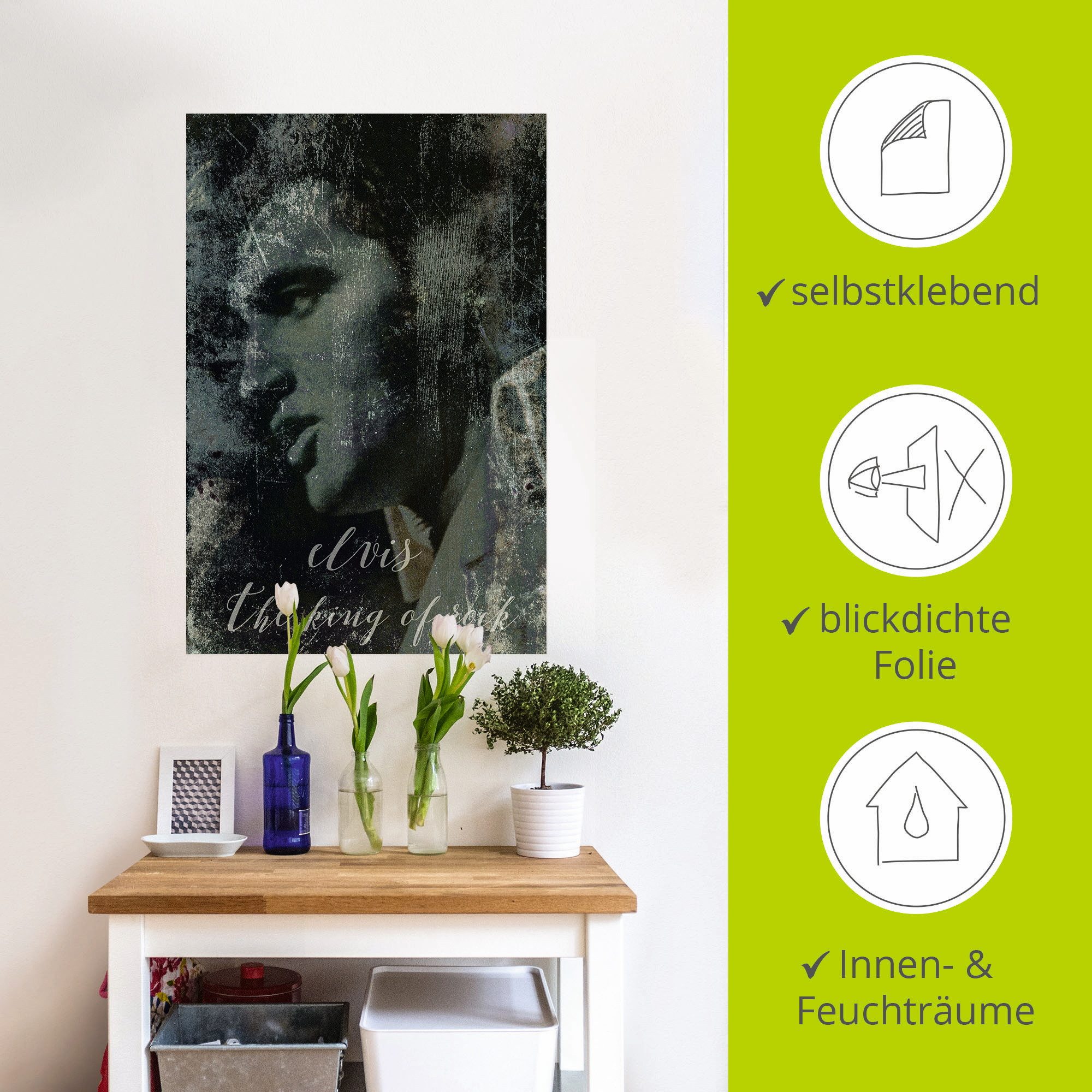 Artland Artprint Elvis the King als artprint van aluminium, artprint voor buiten, artprint op linnen, poster, muursticker