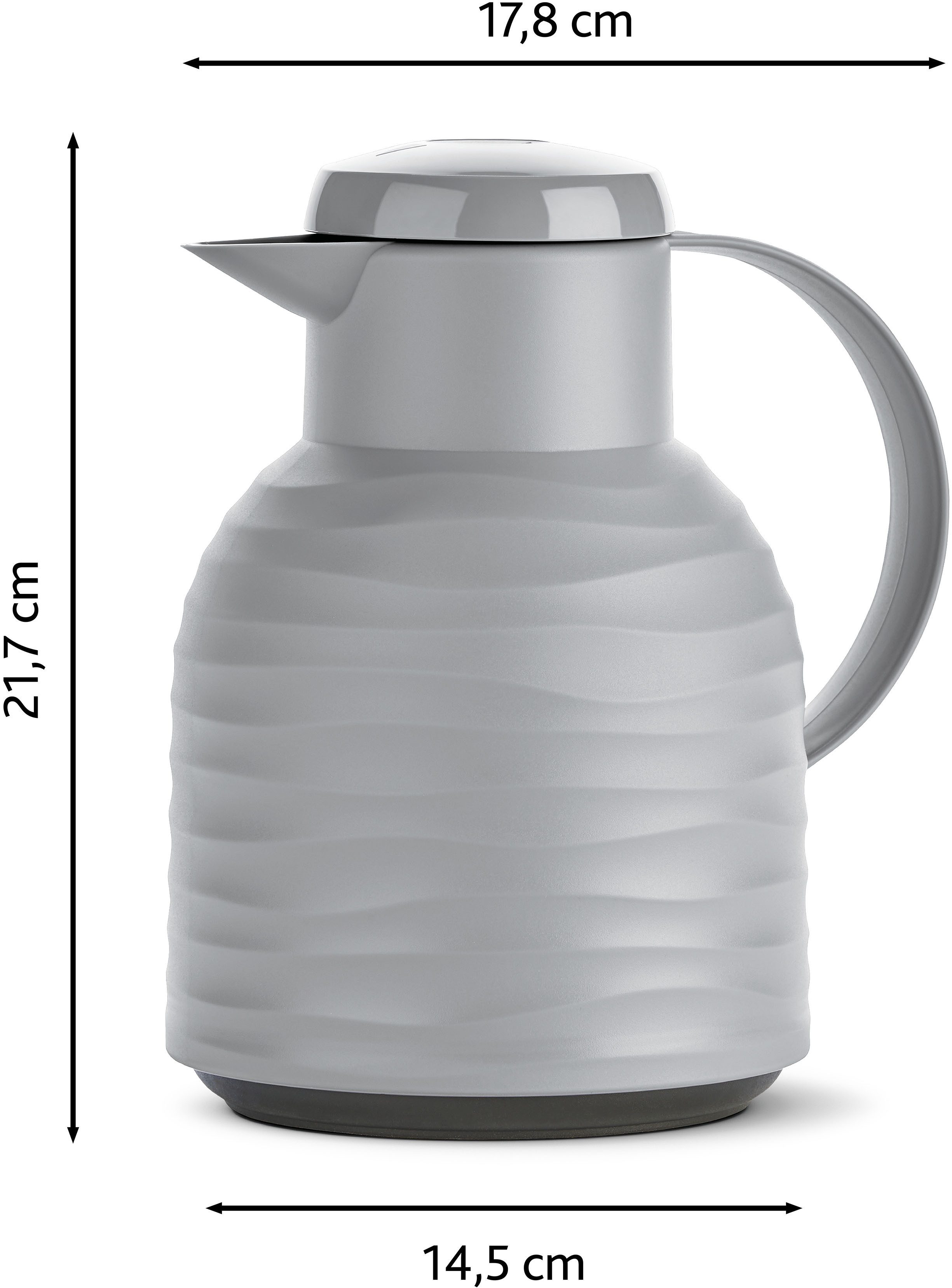 Emsa Thermoskan Samba Wave Made in Germany, 12u warm/24u koud, Quick-Press deksel, glazen fles