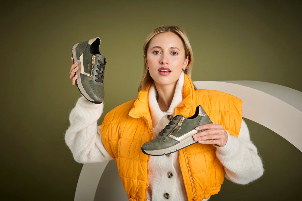 Rieker Sneakers , vrijetijdsschoen, veterschoen, halfschoen met modieuze accenten