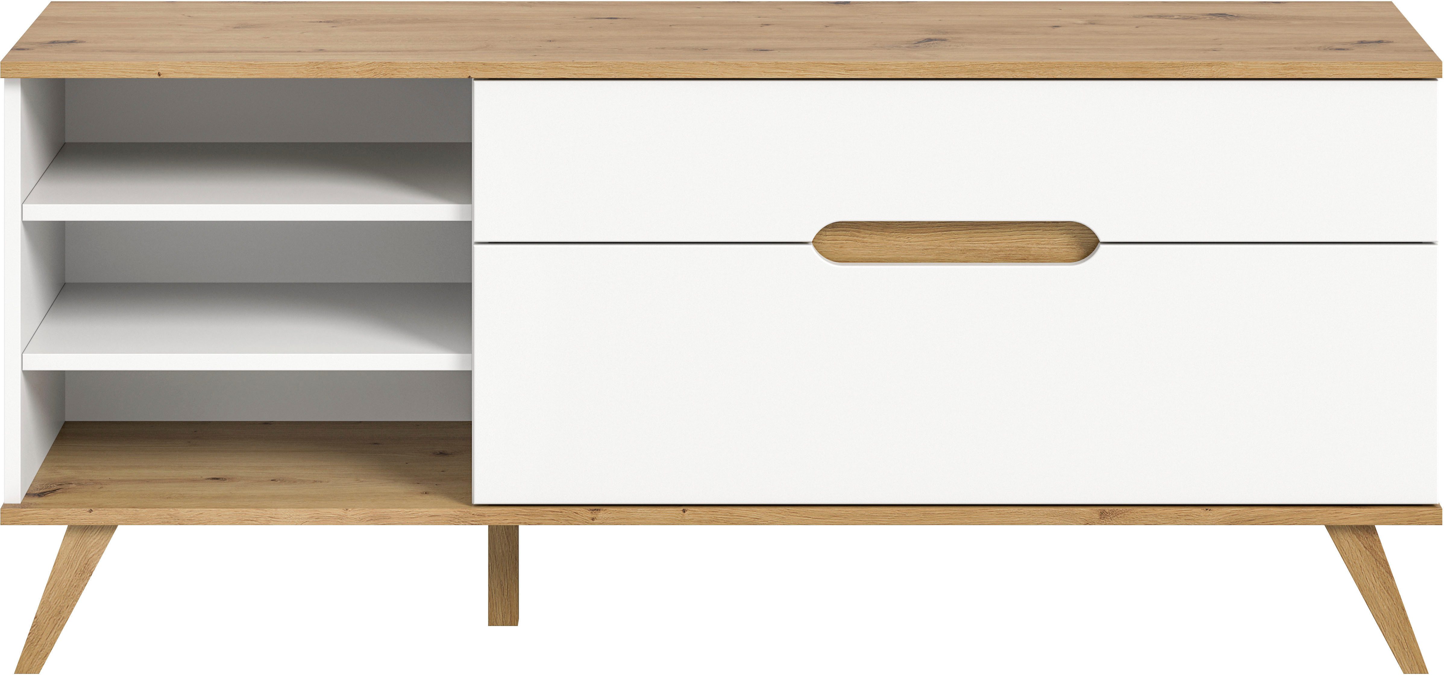 Home affaire Tv-meubel Alesund, Breedte 140 cm, 1 Deurtje, 1 Lade, conische voet Scandi-look, TV-meubelen, TV-kast, TV-lowboard, mediaboard, woonmeubelen
