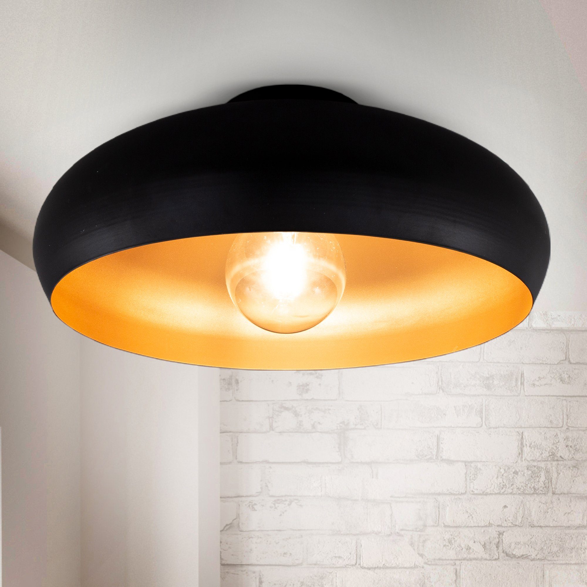 B.K.Licht Plafondlamp LED plafondlamp retro zwart-goud woonkamer gang slaapkamer E27