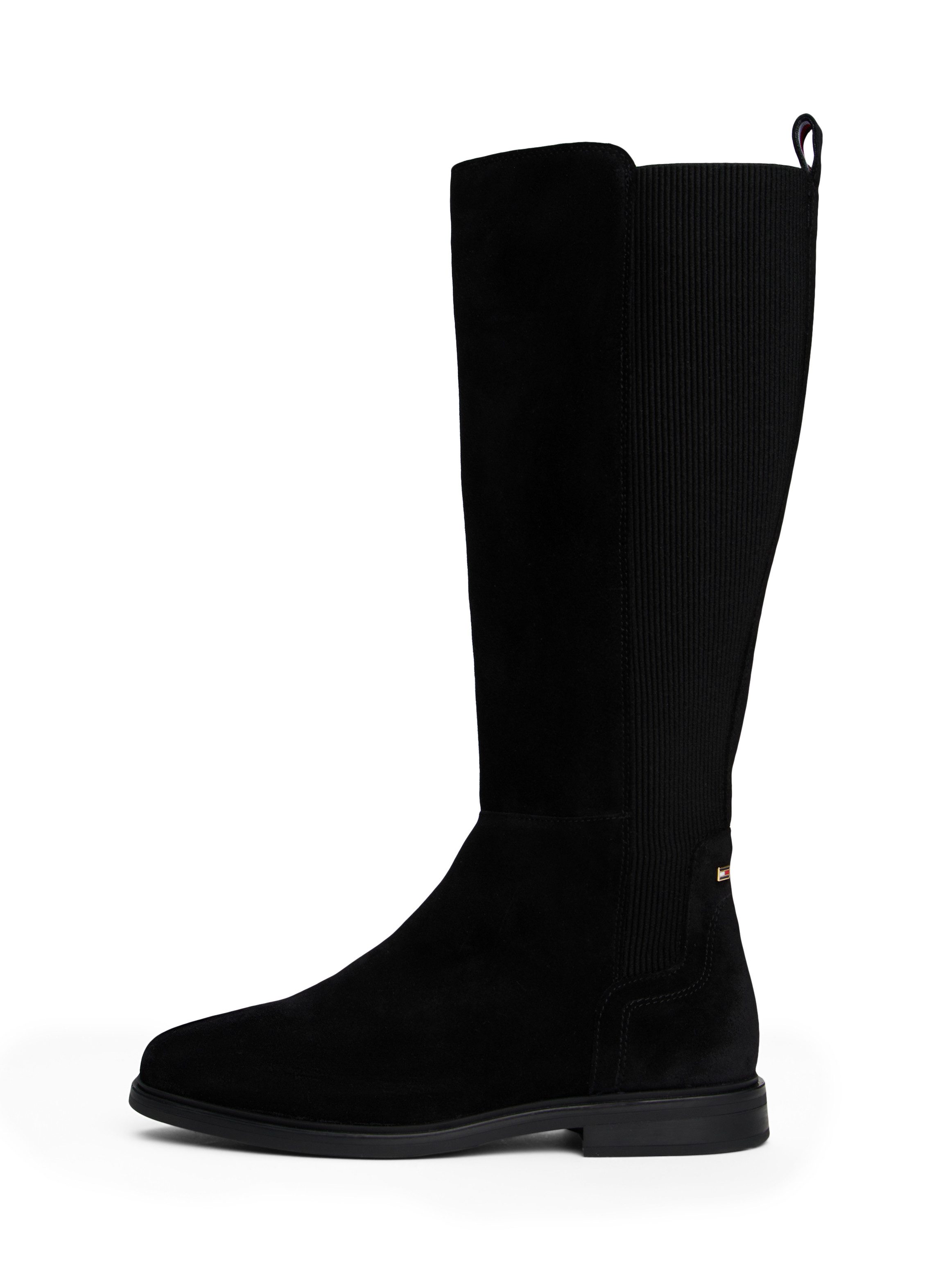 Tommy Hilfiger Laarzen FLAG SUEDE LONG BOOT , lange laars, ritssluitinglaars met logovlaggen-detail