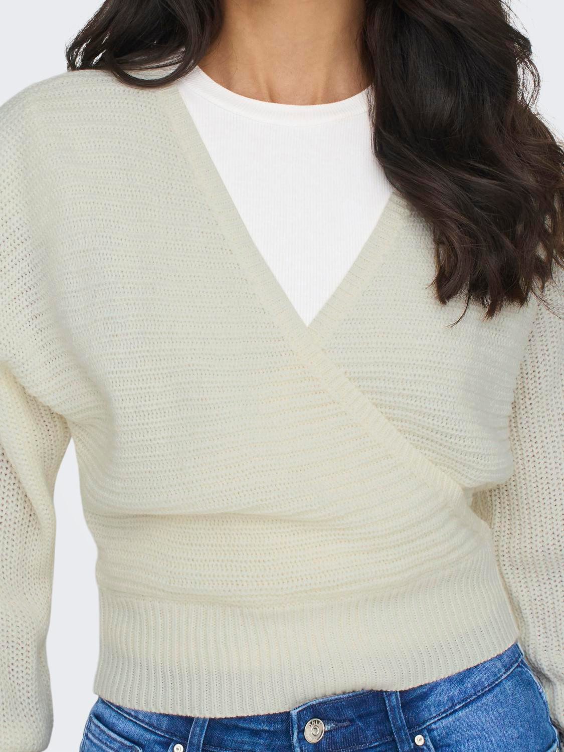 Only Trui met V-hals ONLELINA LS V-NECK PULLOVER EX KNT