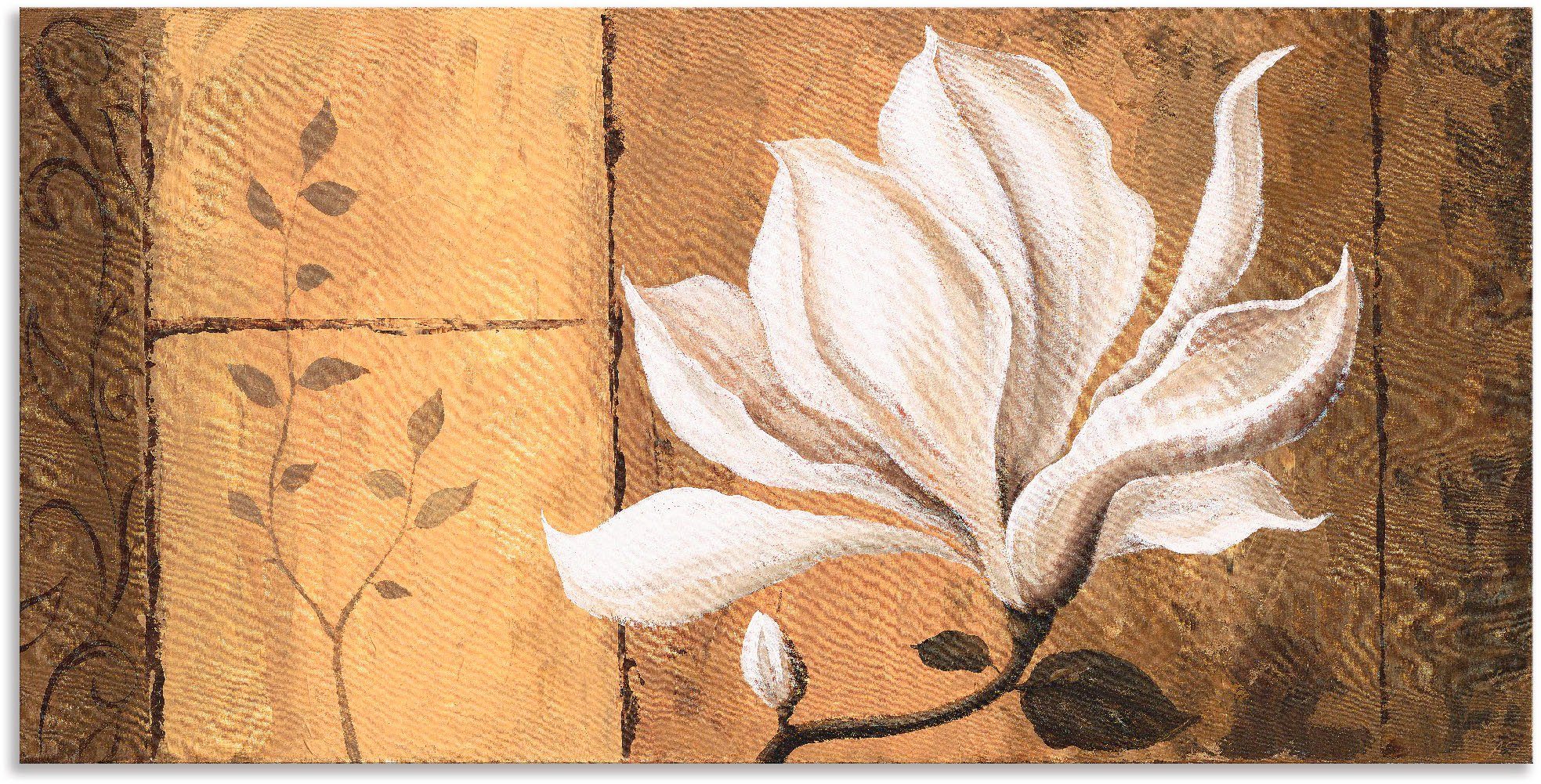 Artland Artprint Magnolia aan goud/bruin in vele afmetingen & productsoorten - artprint van aluminium / artprint voor buiten, artprint op linnen, poster, muursticker / wandfolie oo