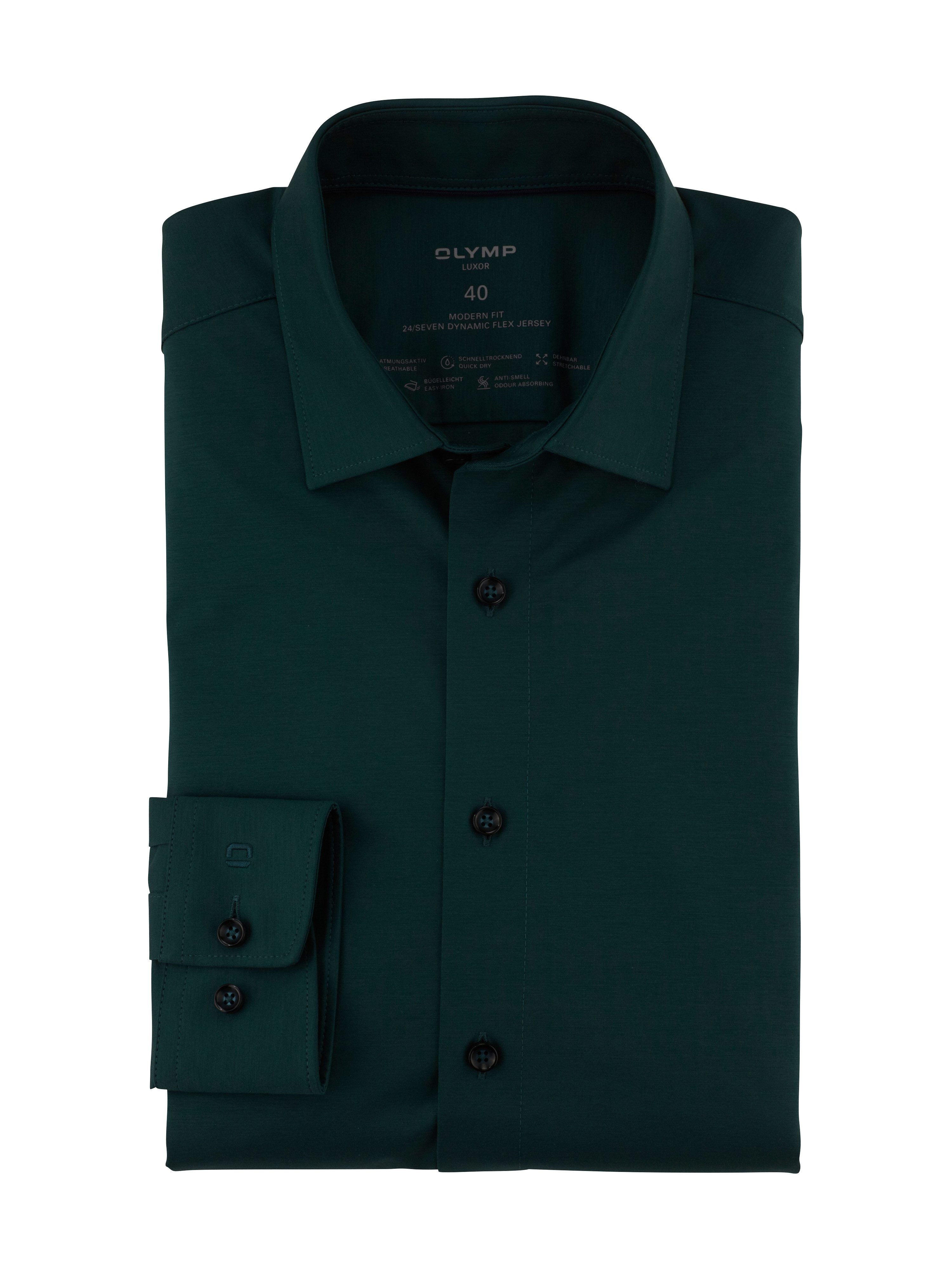 OLYMP Overhemd met lange mouwen Luxor 24/Seven modern fit jersey shirt met geurremmende materiaaleigenschappen