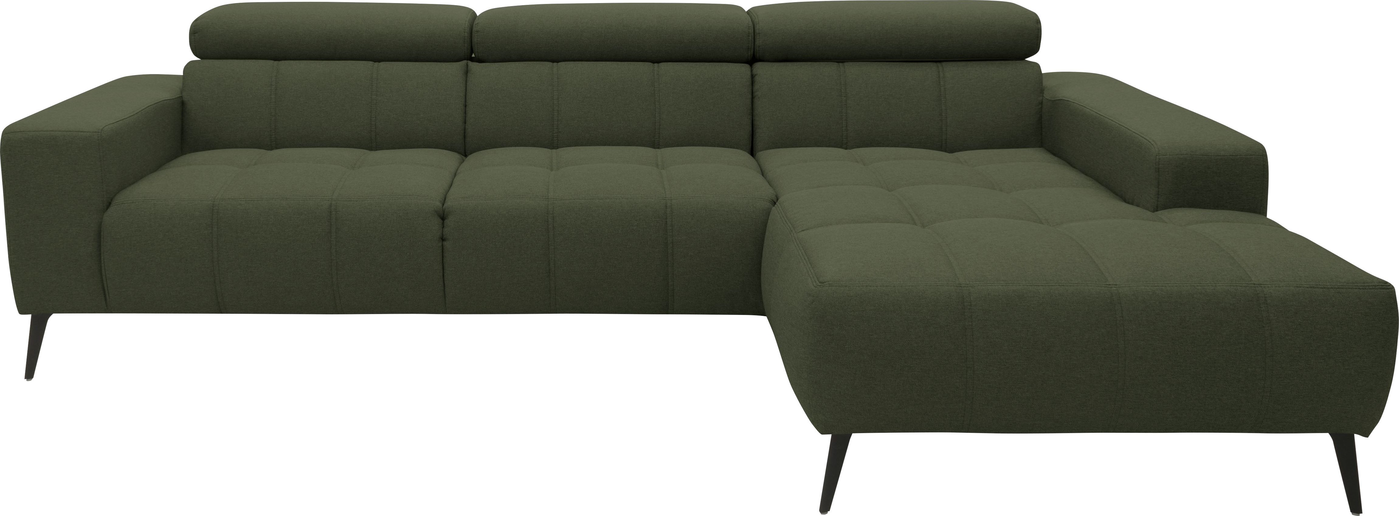 DOMO collection Hoekbank Trento L-vorm, met sledevoet of enkele voet naar keuze met verstelbare hoofdsteun, récamier links/rechts bestelbaar