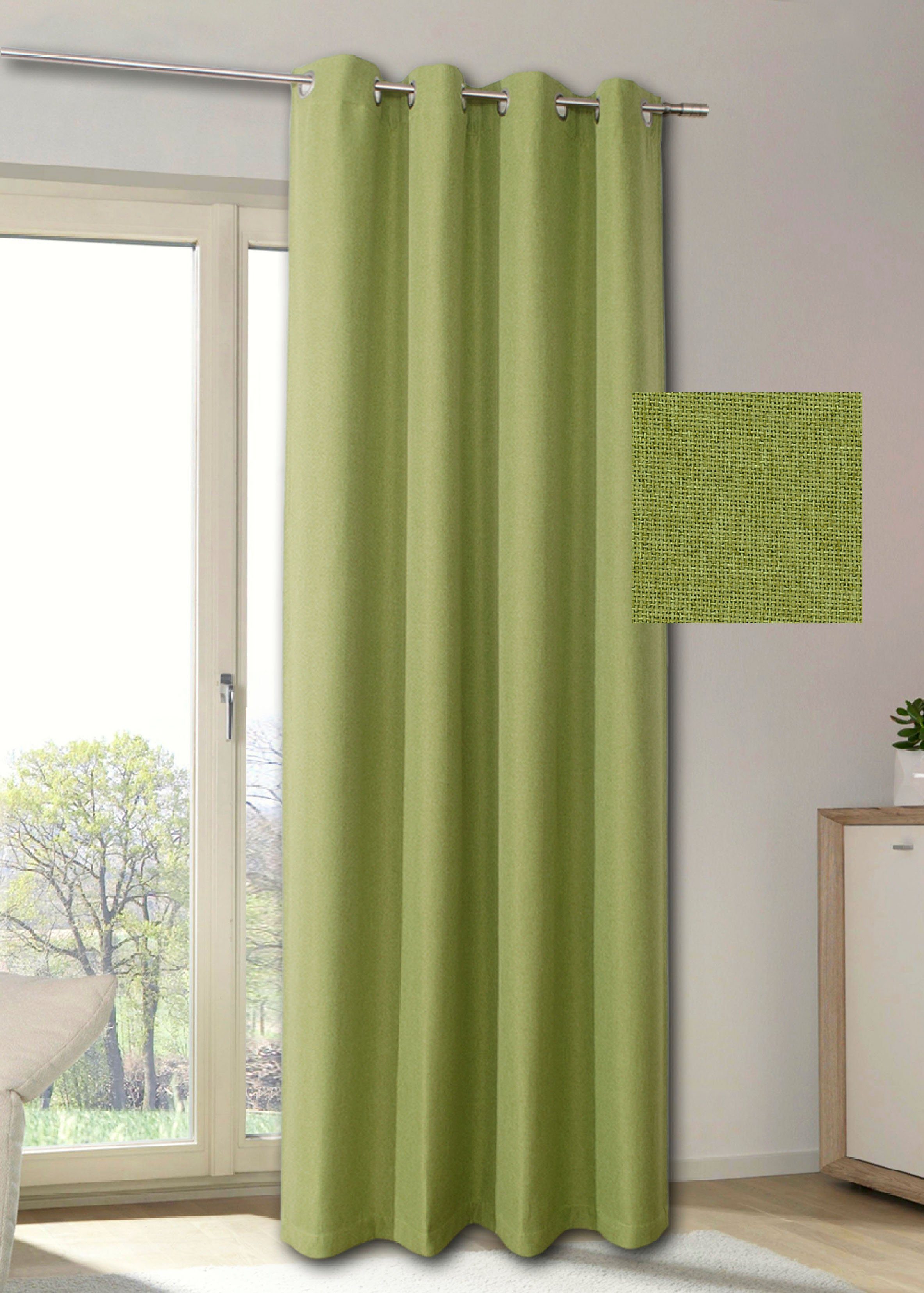 my home Gordijn Milaan ondoorzichtig, verschillende kleuren, 140 x 235, zicht- en lichtbescherming(1 stuk) kant & klaar gordijnen groen