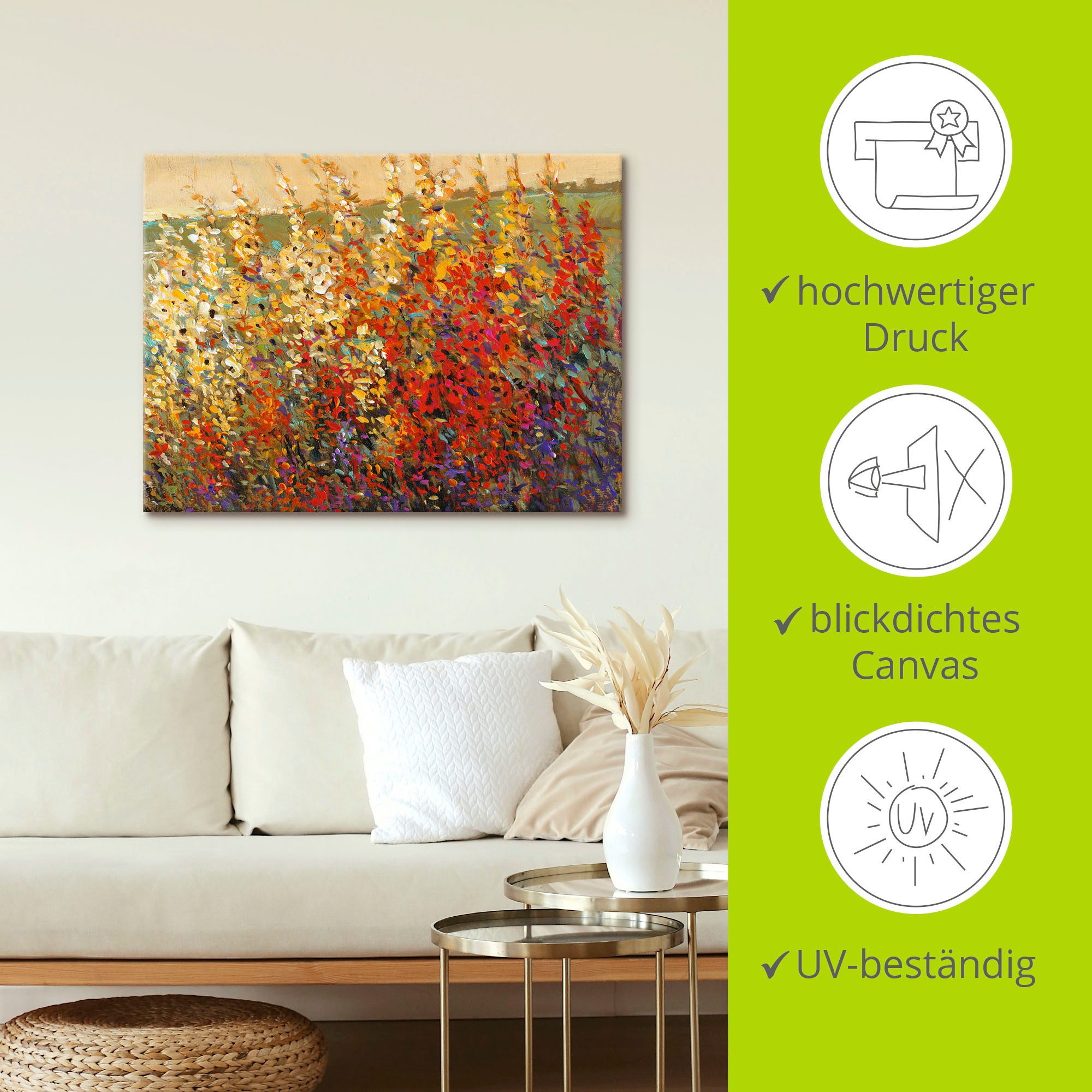 Artland Artprint op linnen Veld met herfstbloemen I gespannen op een spieraam