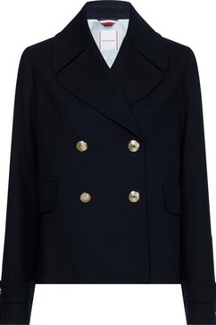 tommy hilfiger korte jas wool blend db peacoat met grote knopen in goud-look blauw