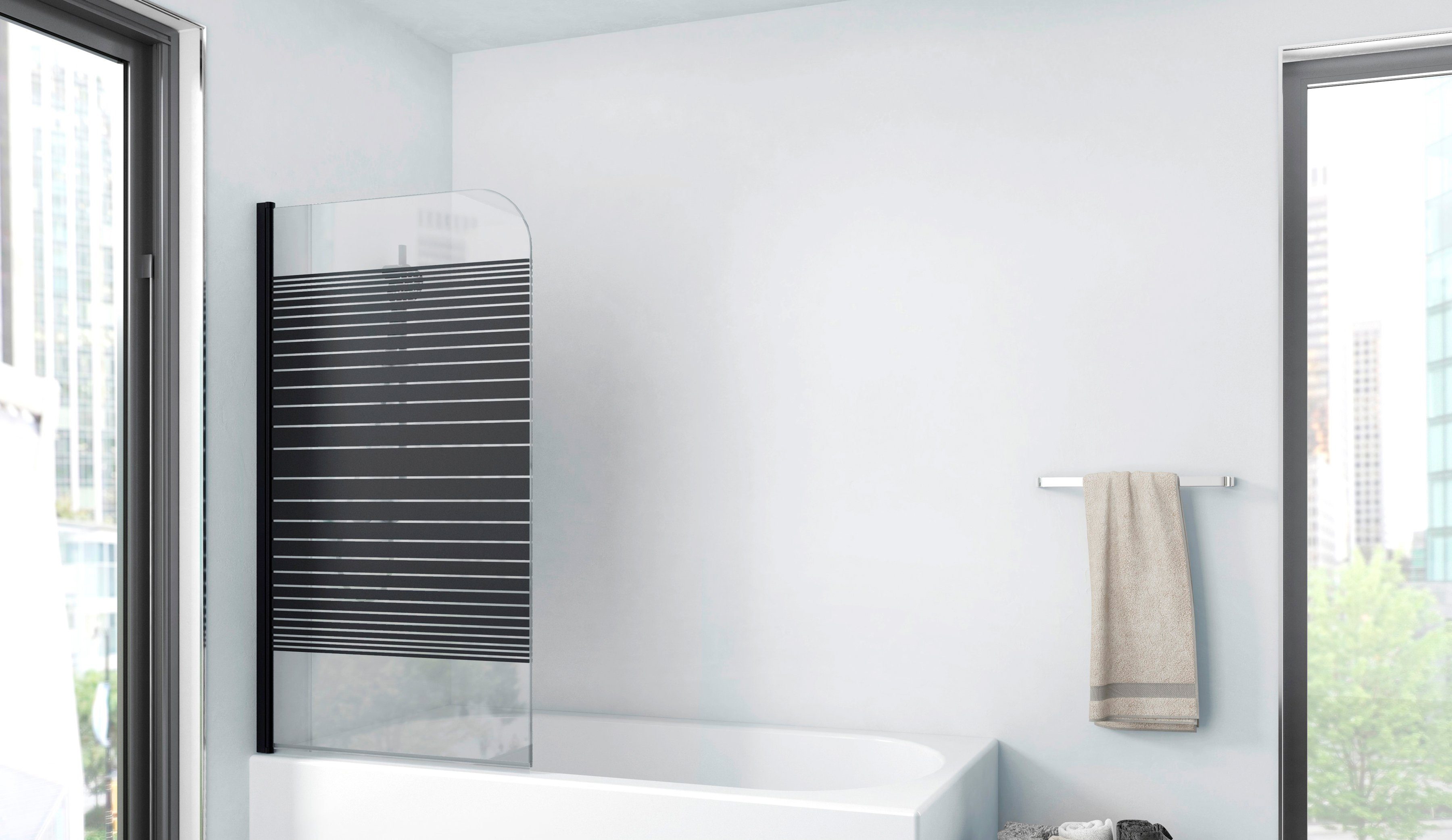 Marwell Badscherm White stripes met bescherming tegen inkijk, 75 cm (1-delig)