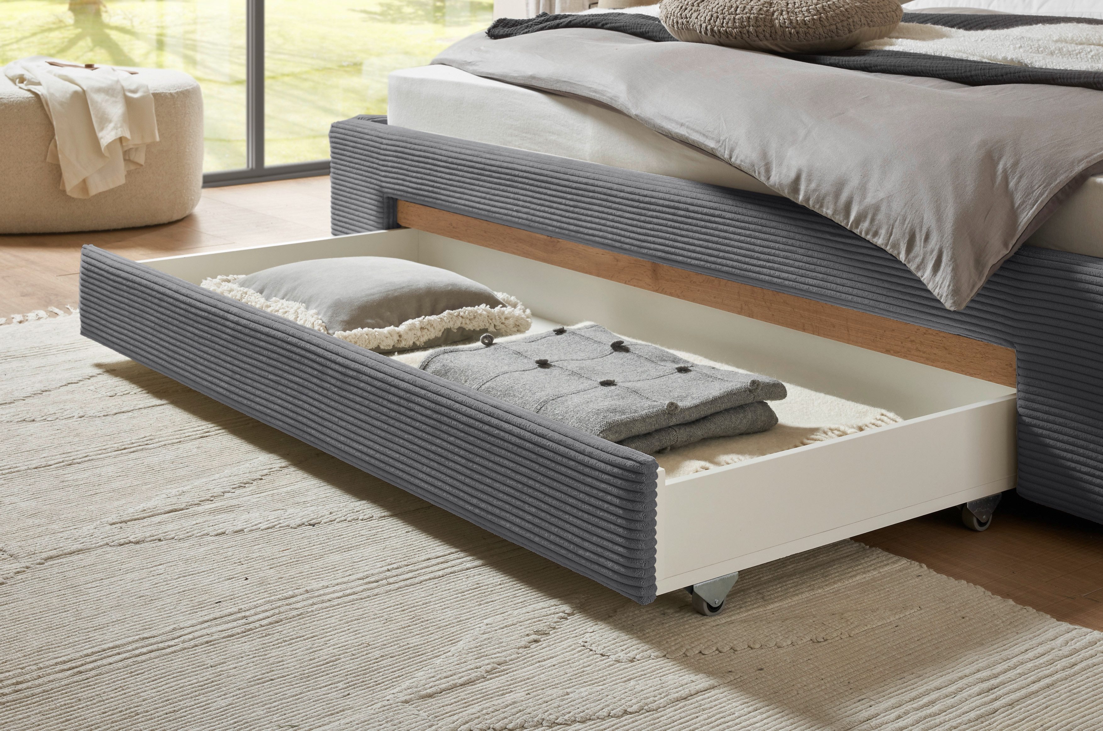 INOSIGN Gestoffeerd bed CiTY/GiRON,, gepolsterd opbergbed, met LED-verlichting Bedkisten met hondenbed of als opbergruimte, opklapbare hoofdeinden