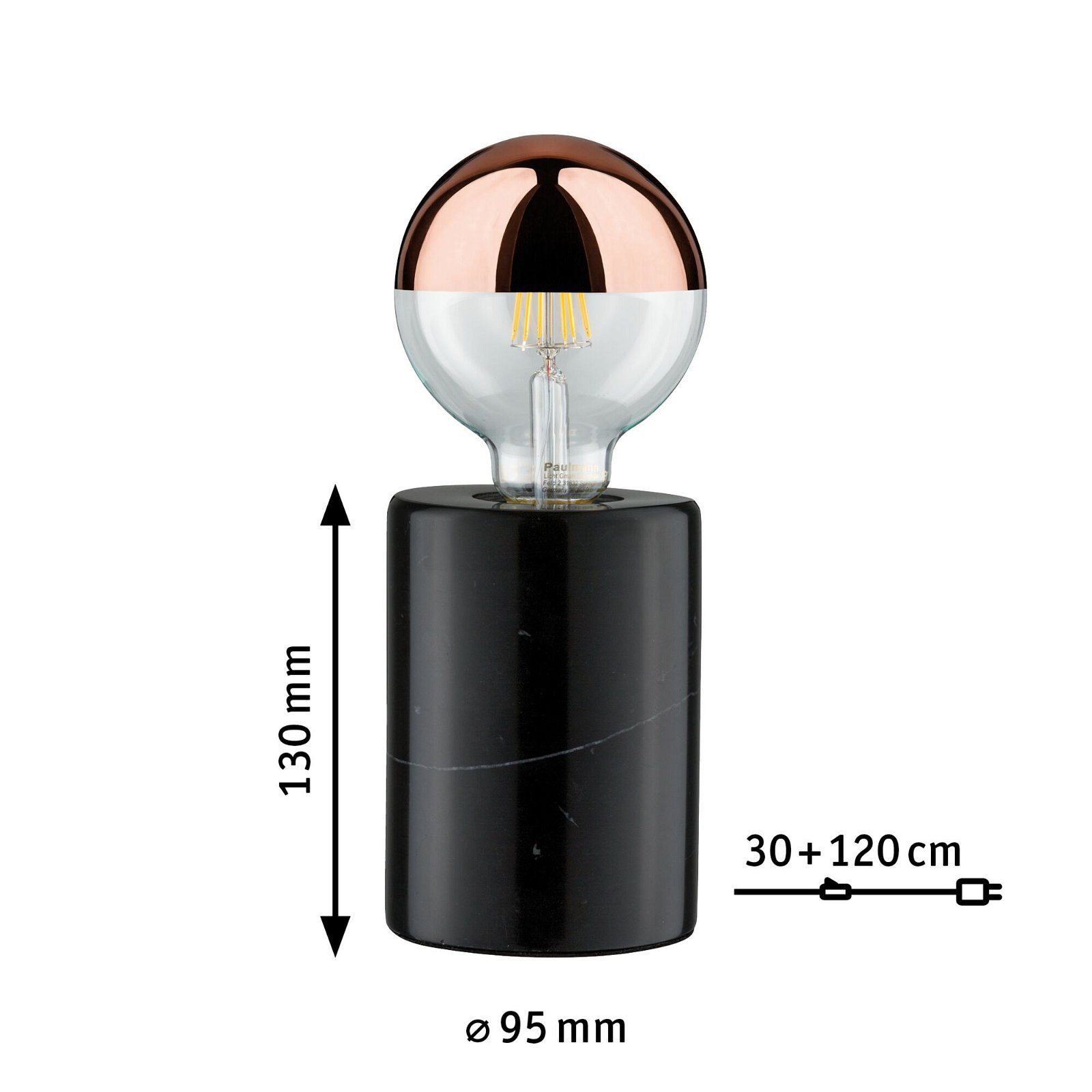 Paulmann Tafellamp Neordic Nordin max.1x20W E27 Zwart 230V Marmer (1 stuk)