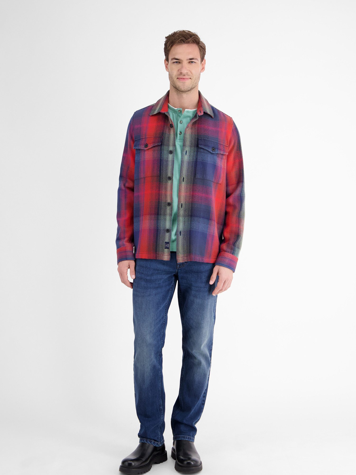 Lerros Sweatshirt LERROS Serafino-shirt met lange mouwen voor heren
