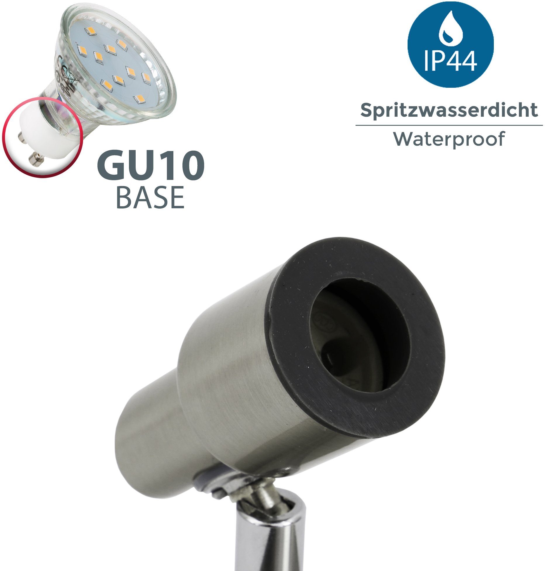 B.K.Licht Ledplafondspot voor buiten Aurel Wandlamp, plafondlamp, draaibaar, 5W 400lm 3.000K, GU10, IP44