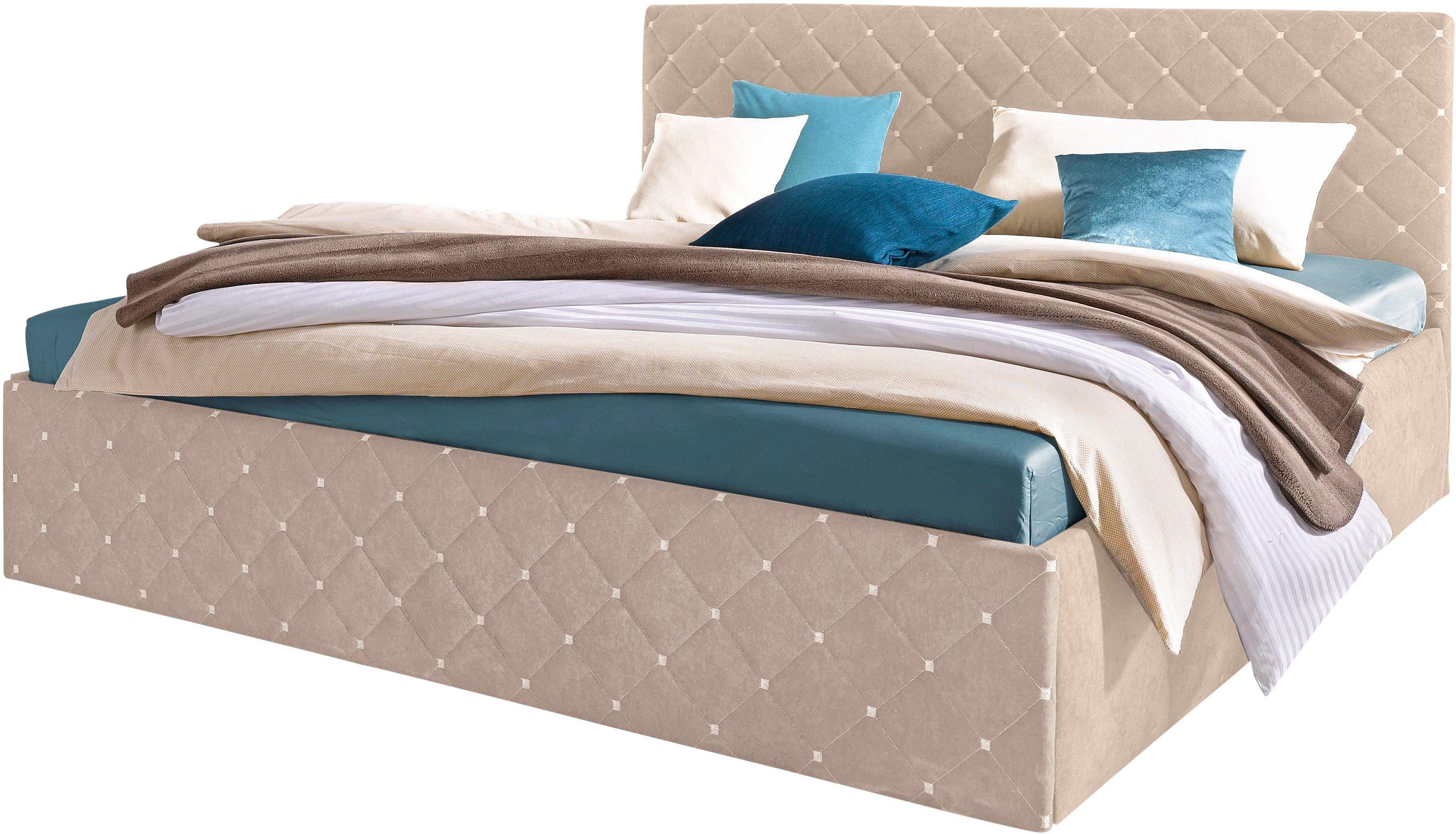 Westfalia Polsterbetten Gestoffeerd bed met bedkist bij uitvoering met matras bedden beige