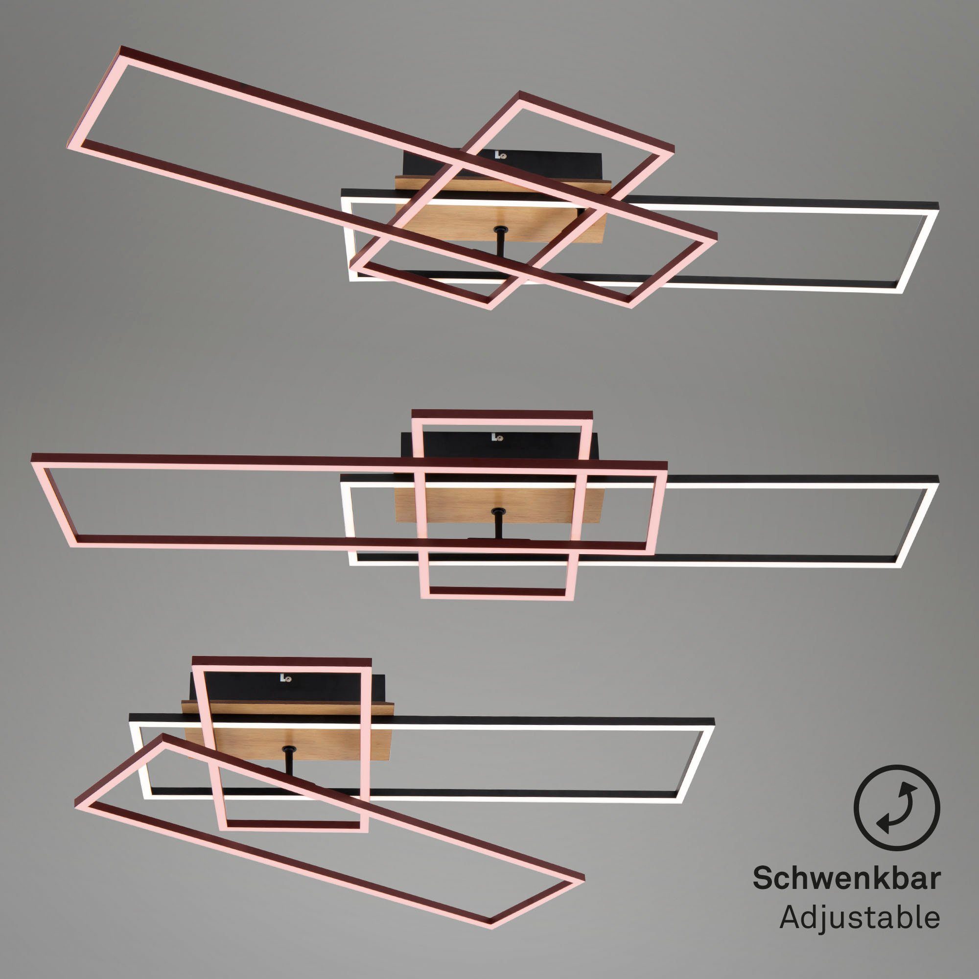 Briloner Leuchten Led-plafondlamp 3156018 FRAME Plafondlamp, 104x42x10 cm, chroom, 55W, woonkamer, slaapkamer, keuken