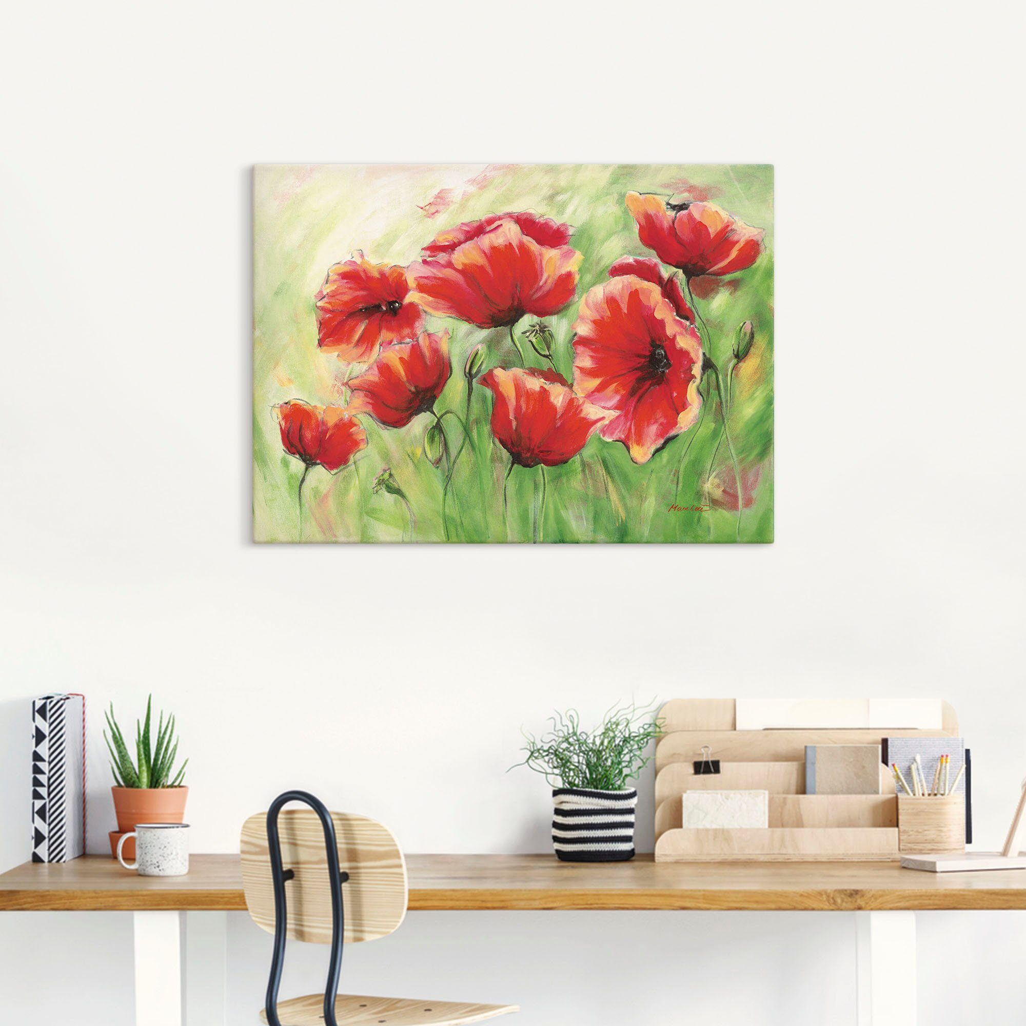 Artland Artprint Rode klaprozen II als artprint op linnen, poster in verschillende formaten maten