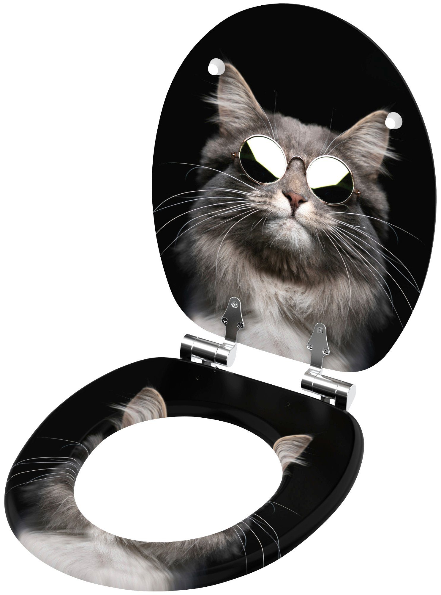 Sanilo Toiletzitting Cool Cat met softclosemechanisme, bxl: 37,7x 42,0 - 47,0 cm