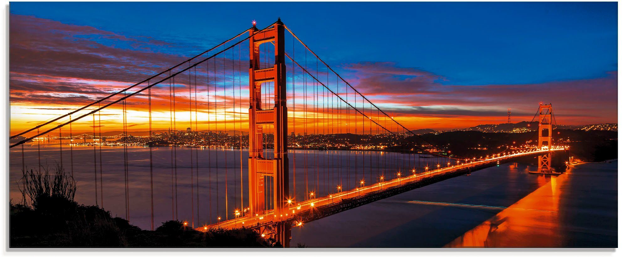 Artland print op glas The Golden Gate Bridge am frühen Morgen