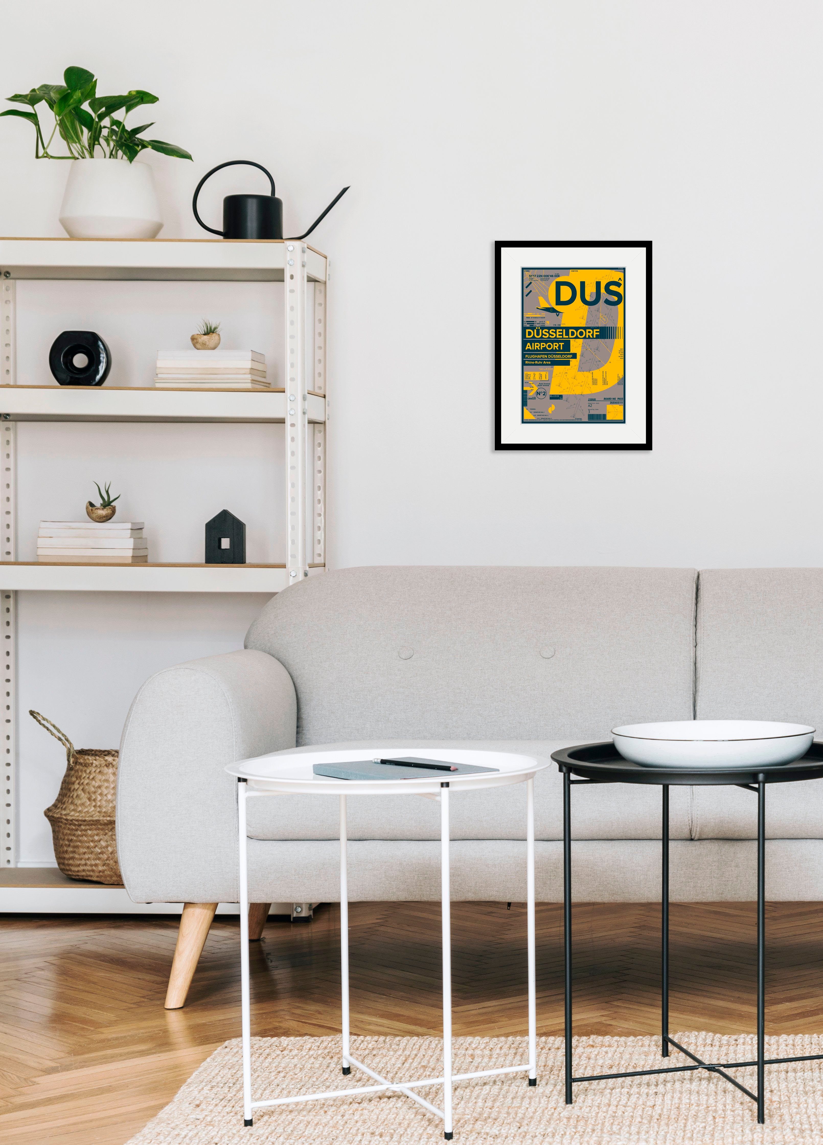 queence Wanddecoratie DUS AIRPORT HD premium posterdruk incl. houten lijst (1 stuk)