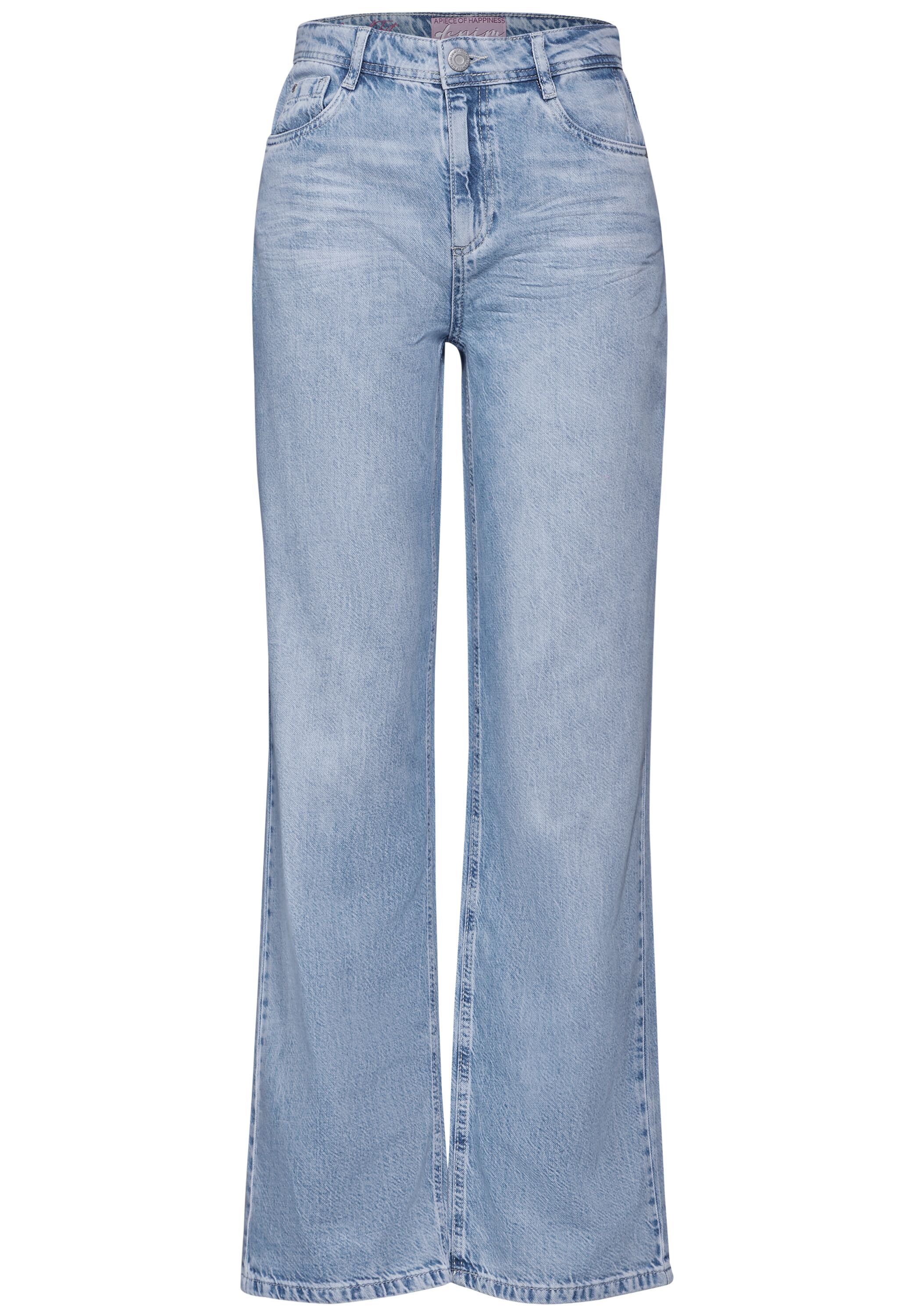 STREET ONE High-waist jeans in lichtblauwe wassing