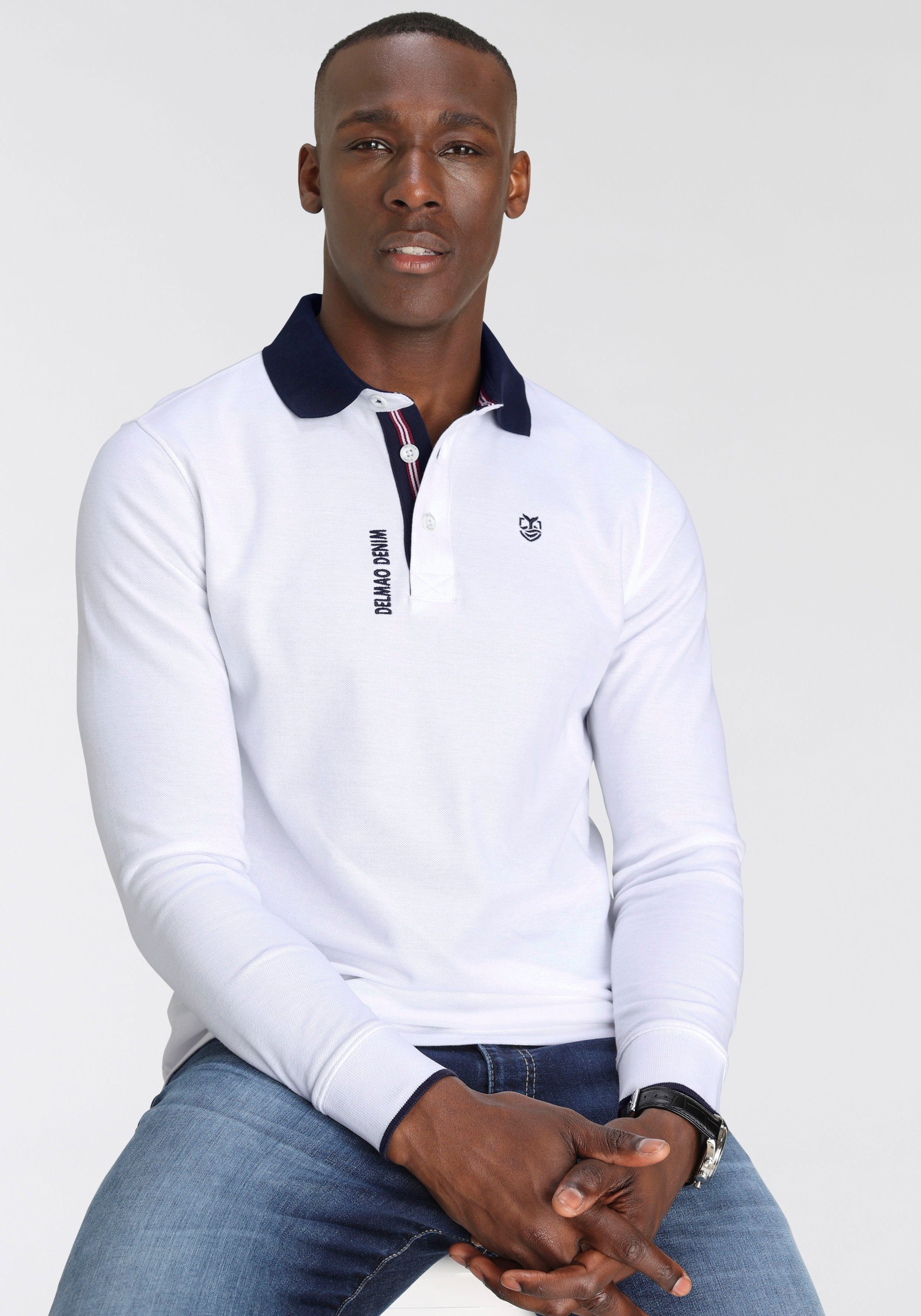 DELMAO Poloshirt met lange mouwen Lange mouwen, van ademend piqué-stof, polokraag