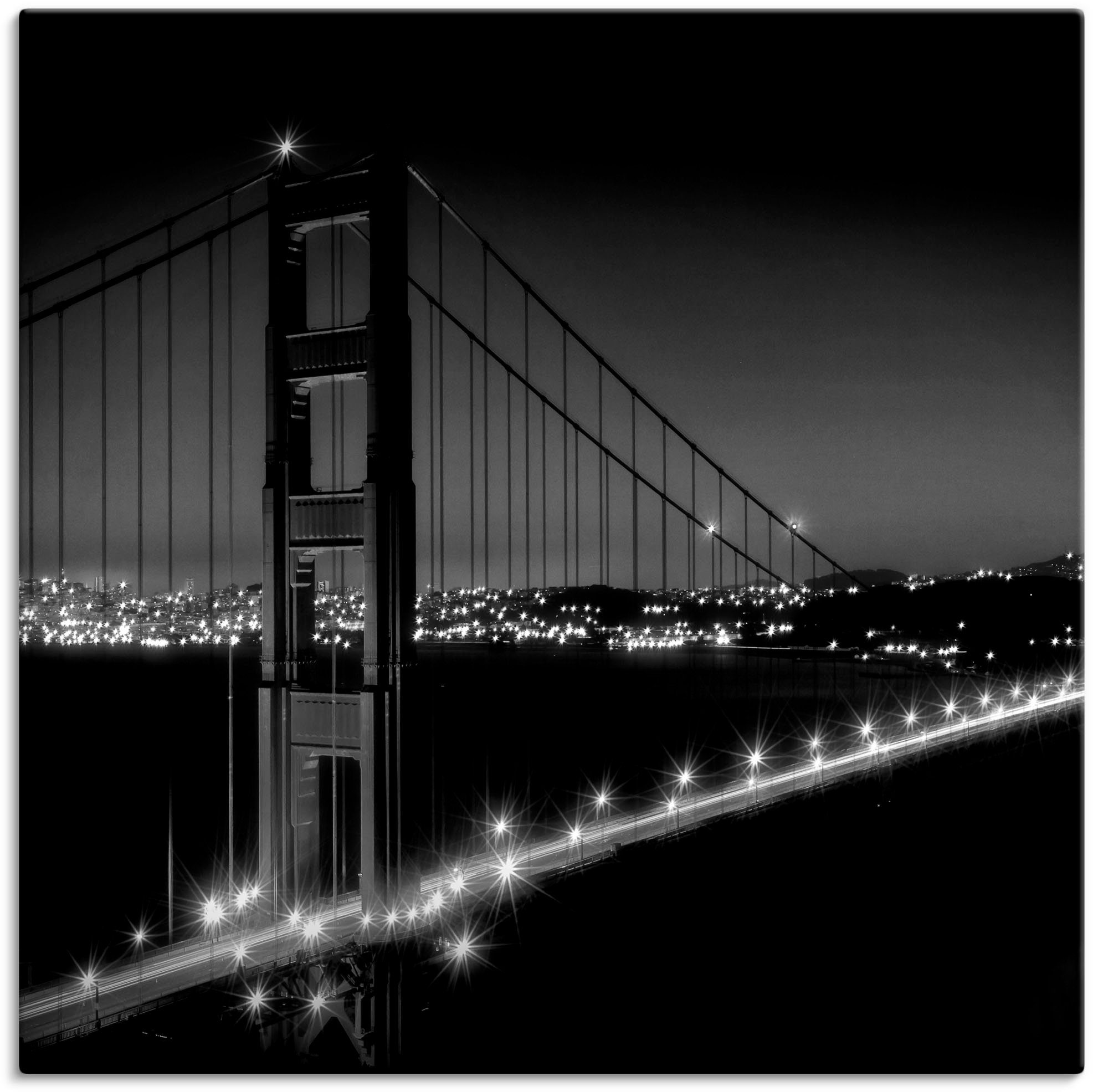 Artland Artprint Golden Gate Bridge ‘s avonds in vele afmetingen & productsoorten - artprint van aluminium / artprint voor buiten, artprint op linnen, poster, muursticker / wandfol