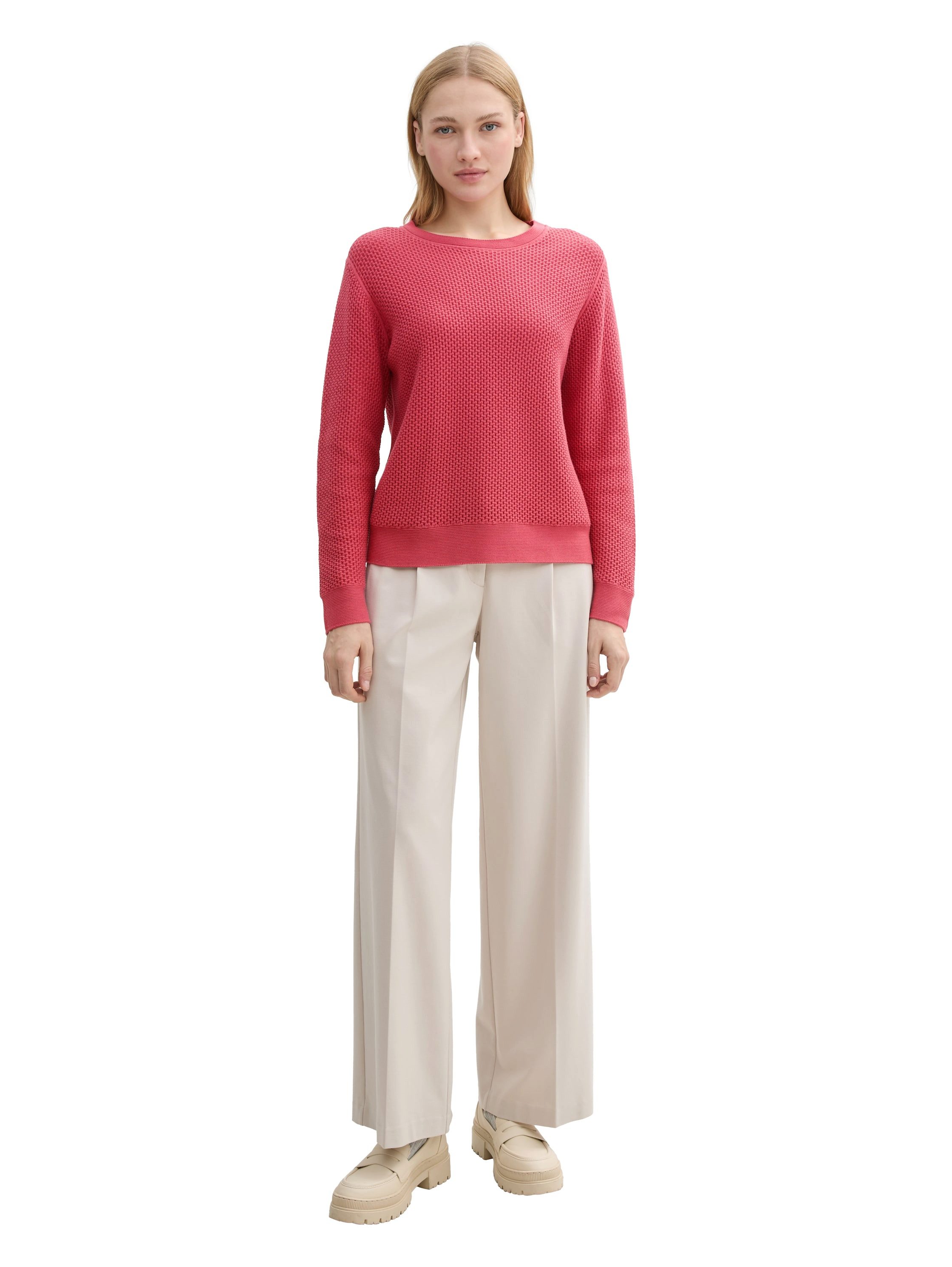 Tom Tailor Trui met ronde hals in tricot-look