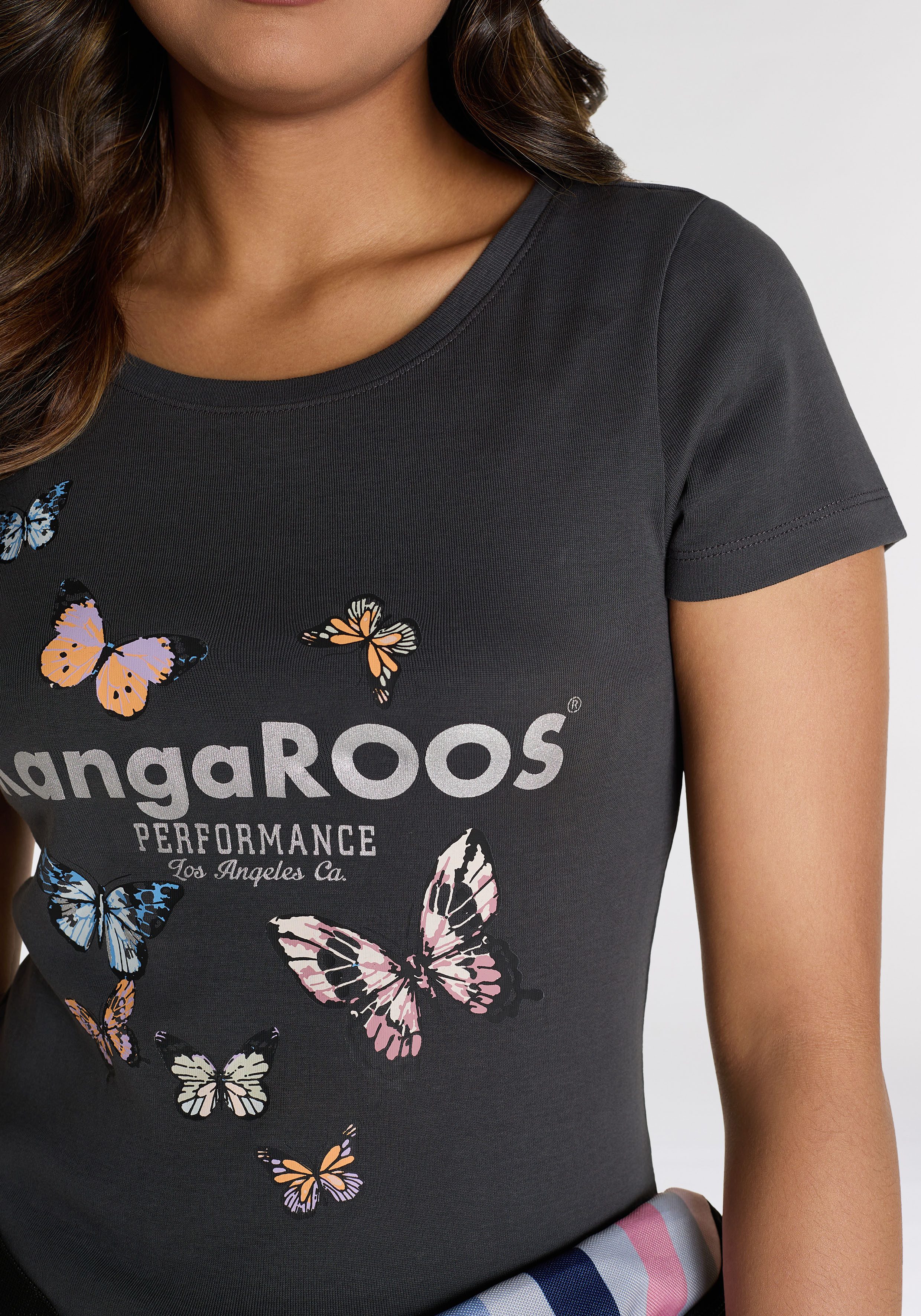 KangaROOS T-shirt Korte mouwen, lichaamsnauwkeurige pasvorm, van ribstof