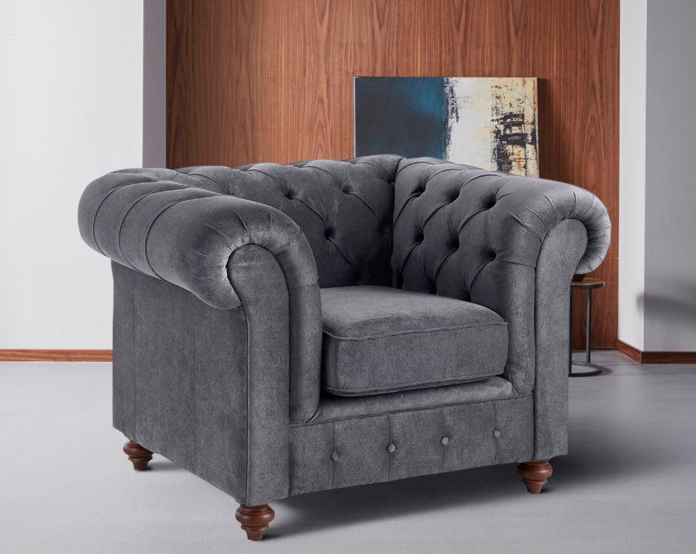 Home affaire Fauteuil Chesterfield B/D/H: 105/69/74 cm met hoogwaardige knoopdetails, ook in leer