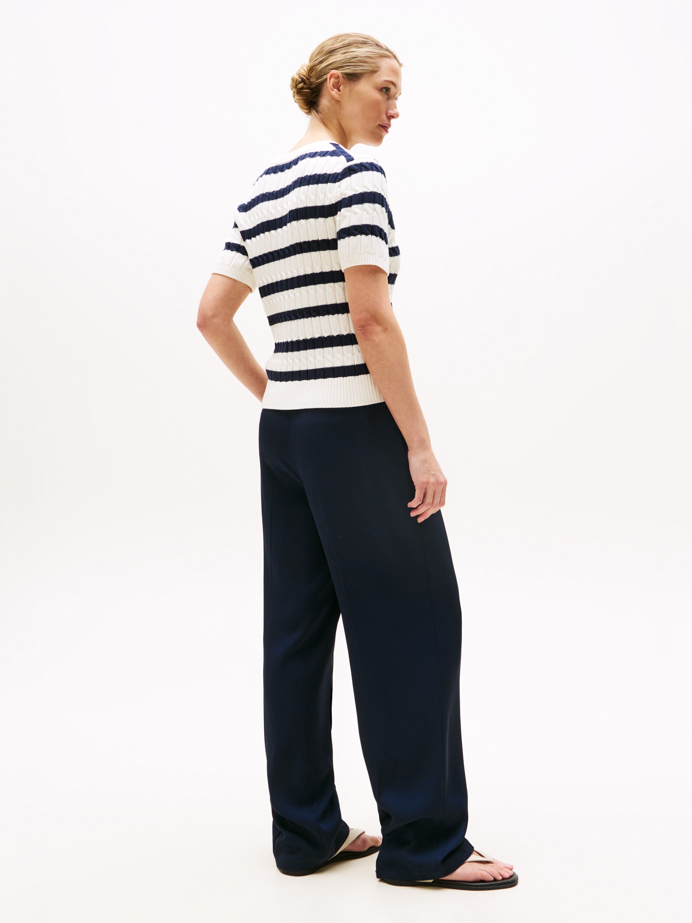 Tommy Hilfiger Trui met korte mouwen CO CABLE MID GG S/S C-NK SWT