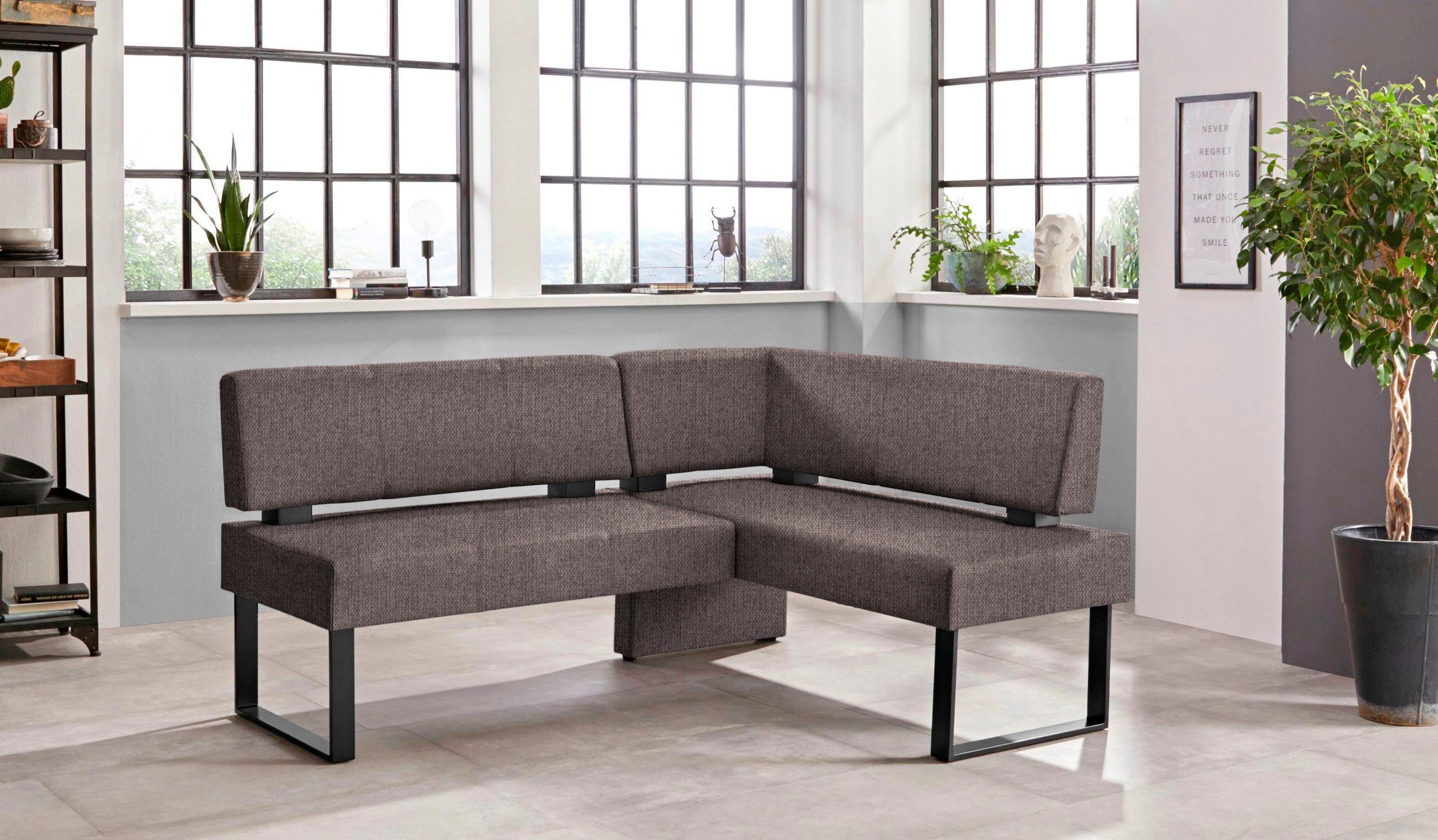 Home affaire Hoekbank Oliver met metalen frame, keukenbank verschillende hoezen cord eetkamerbank ottos choice