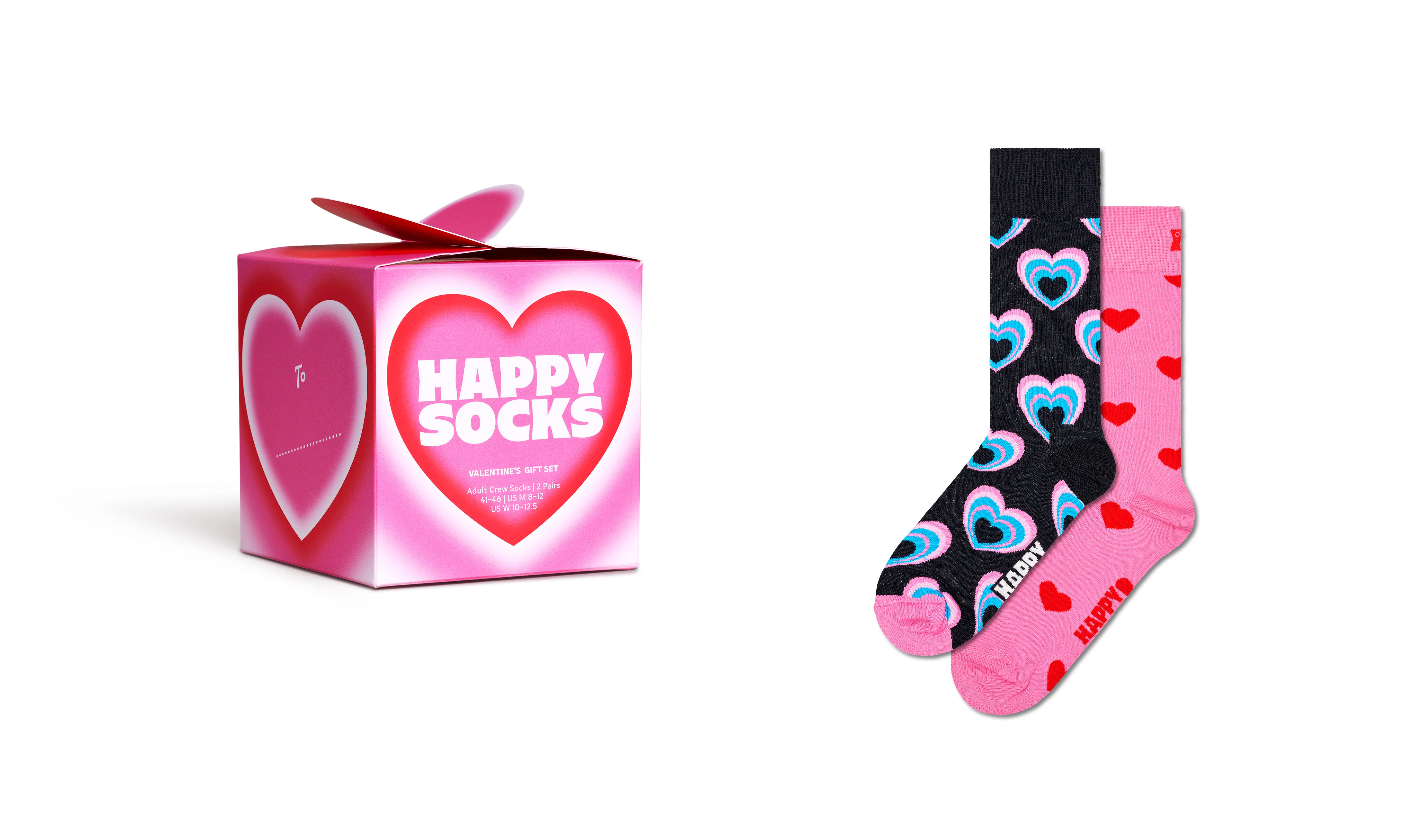 Happy Socks Sokken met labelopschrift in een set van 2 paar model 'Valentine s Gift'