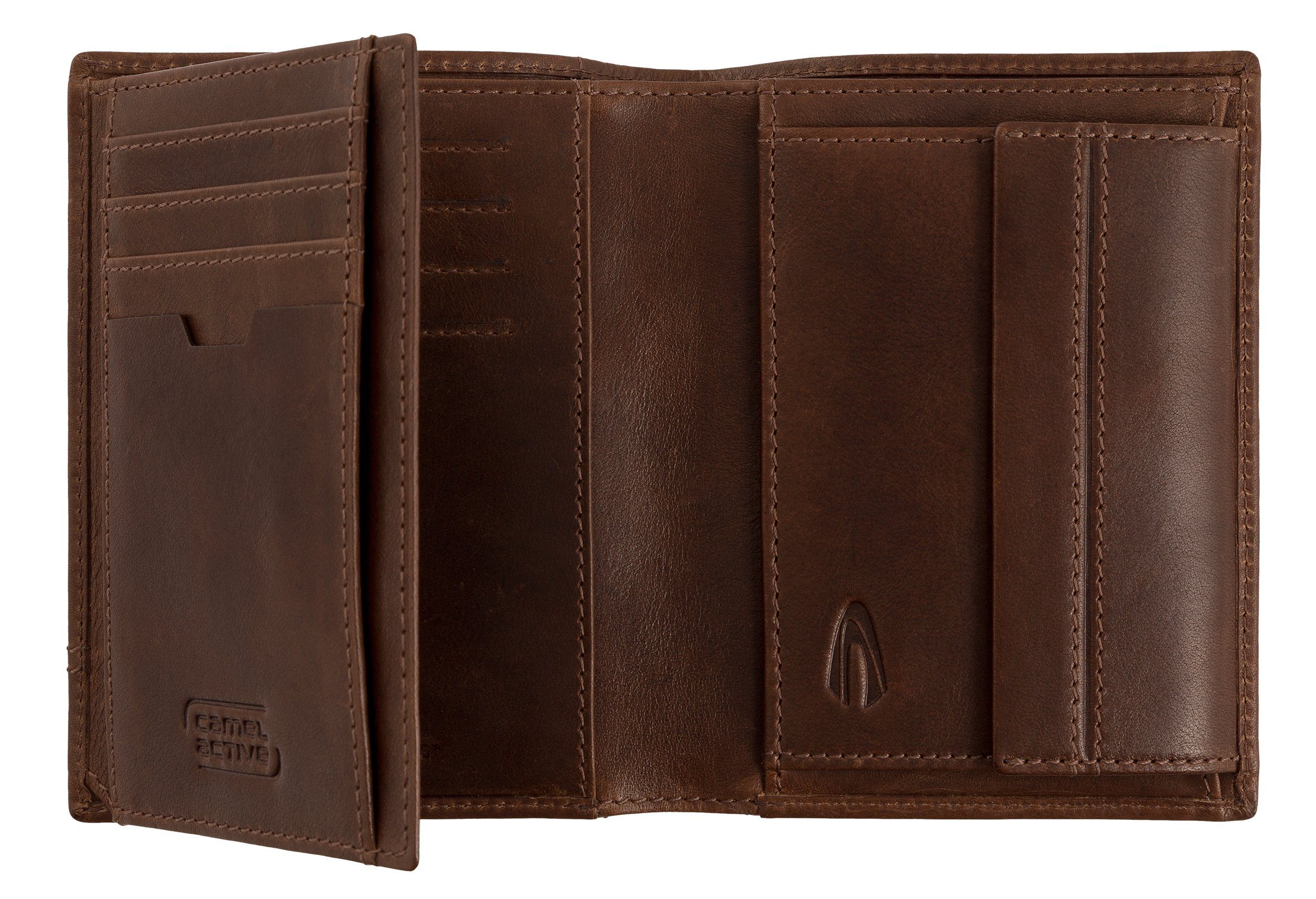 camel active Portemonnee Tokio van matte rundleer met verhoogde logoprenting en rfid-bescherming
