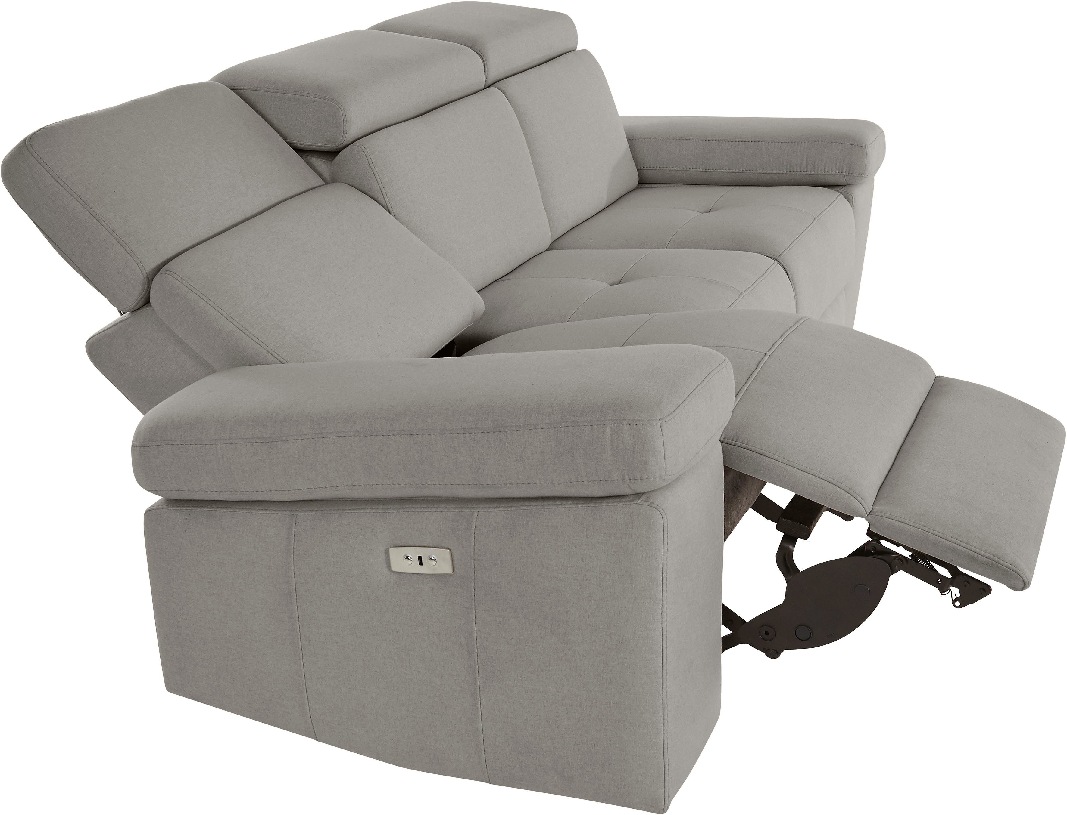 Places of Style 3-zitsbank Kilado met 2x relaxfunctie, verstelbare armleuning, verstelbare hoofdsteun